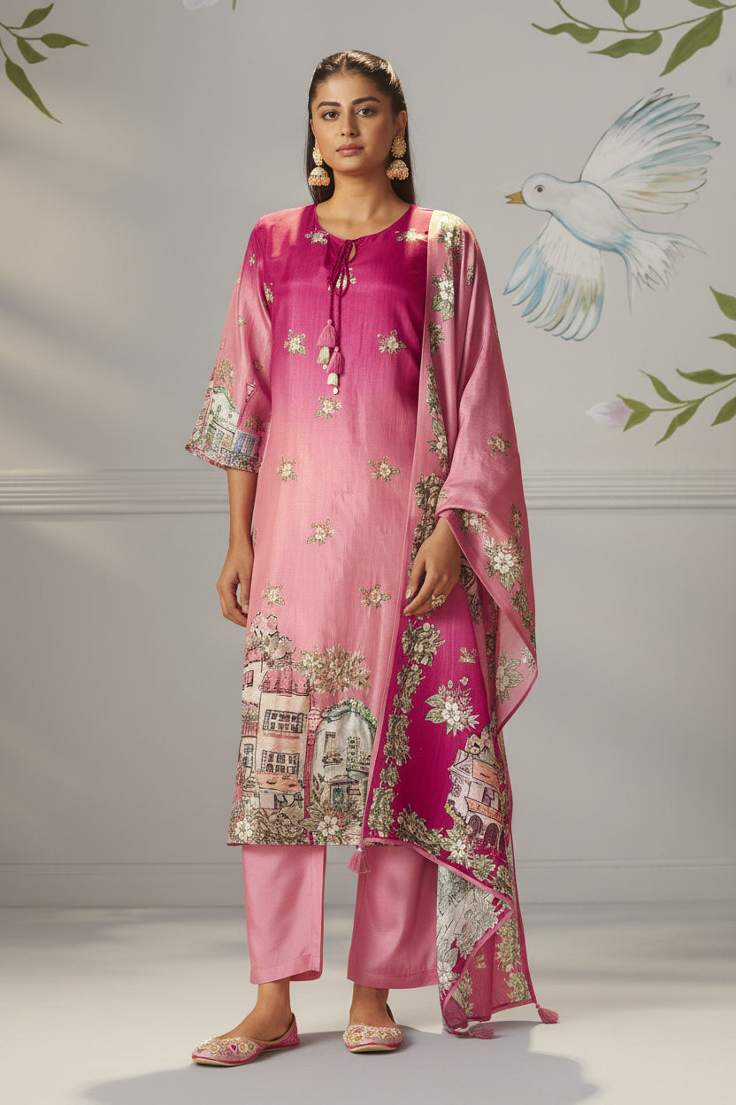 Rani Glow Dola Digital Kurta Set