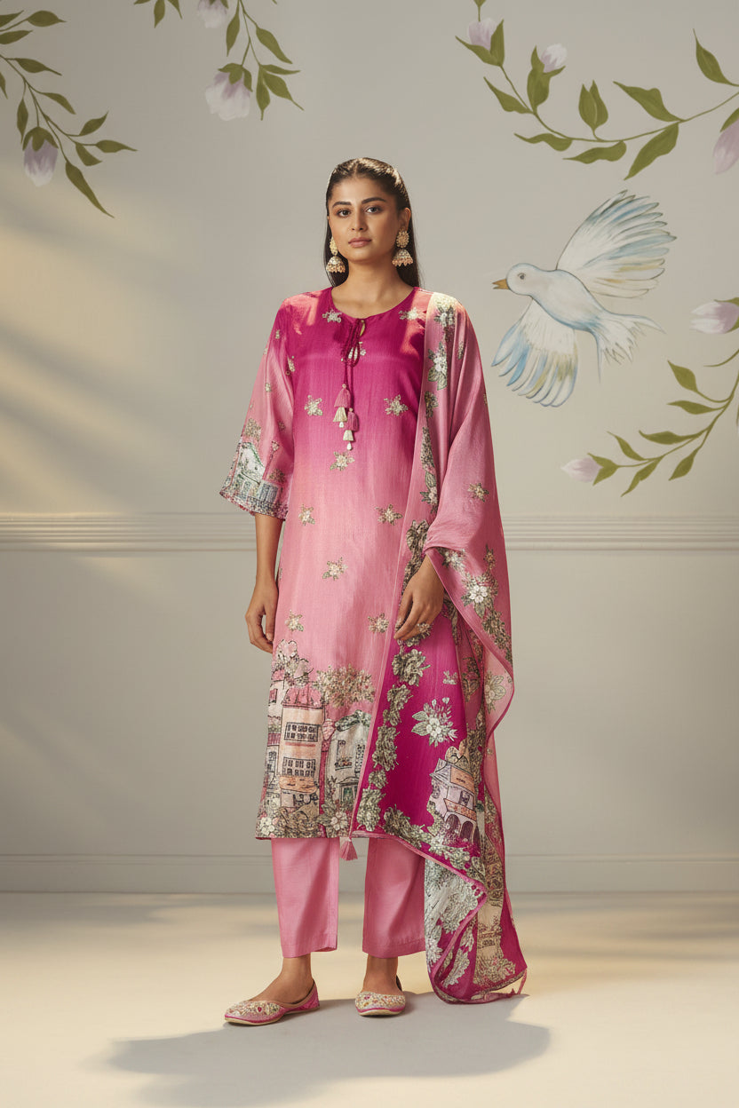 Rani Glow Dola Digital Kurta Set