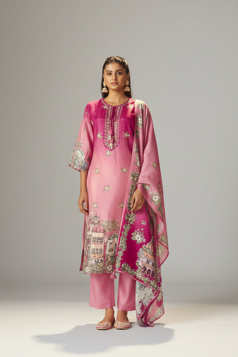 Rani Glow Dola Digital Kurta Set