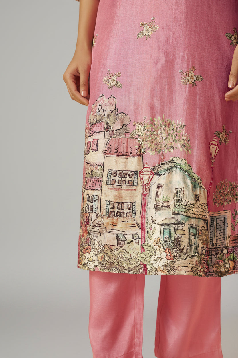 Rani Glow Dola Digital Kurta Set
