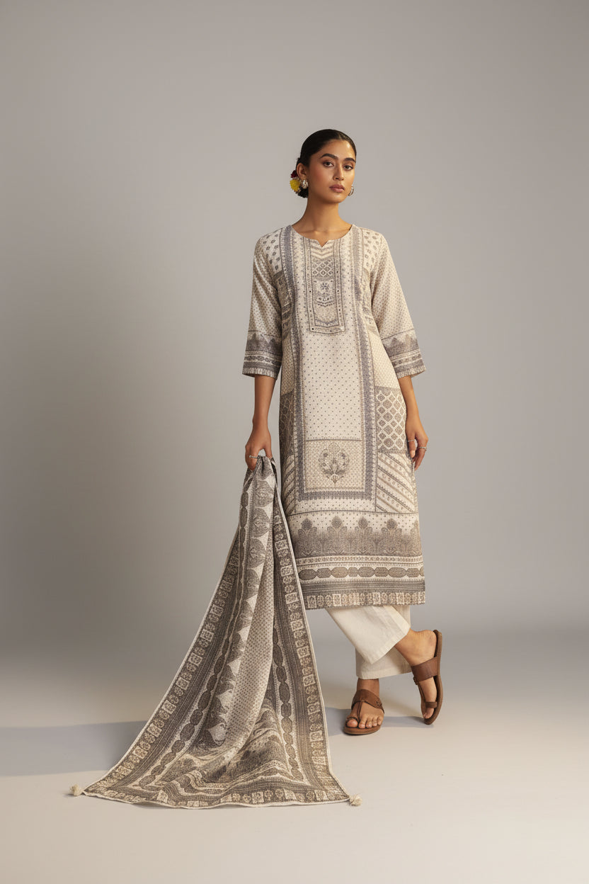 Classic Ivory Linen Cotton Kurta Set