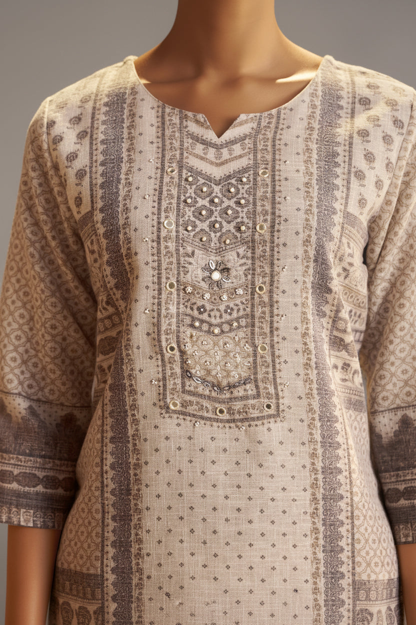 Classic Ivory Linen Cotton Kurta Set