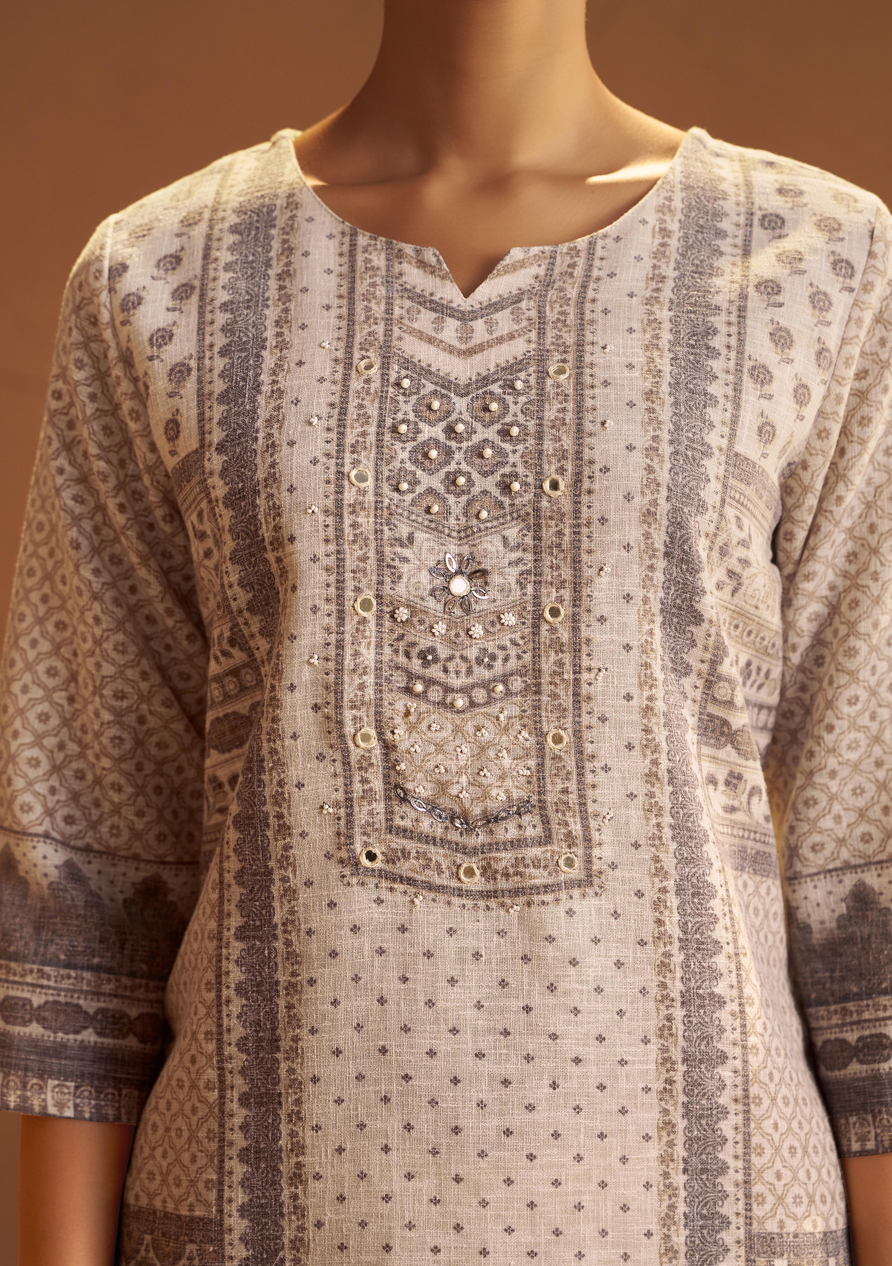 Classic Ivory Linen Cotton Kurta Set