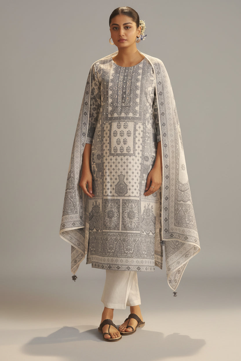 Ivory Ease Linen Cotton Kurta Set