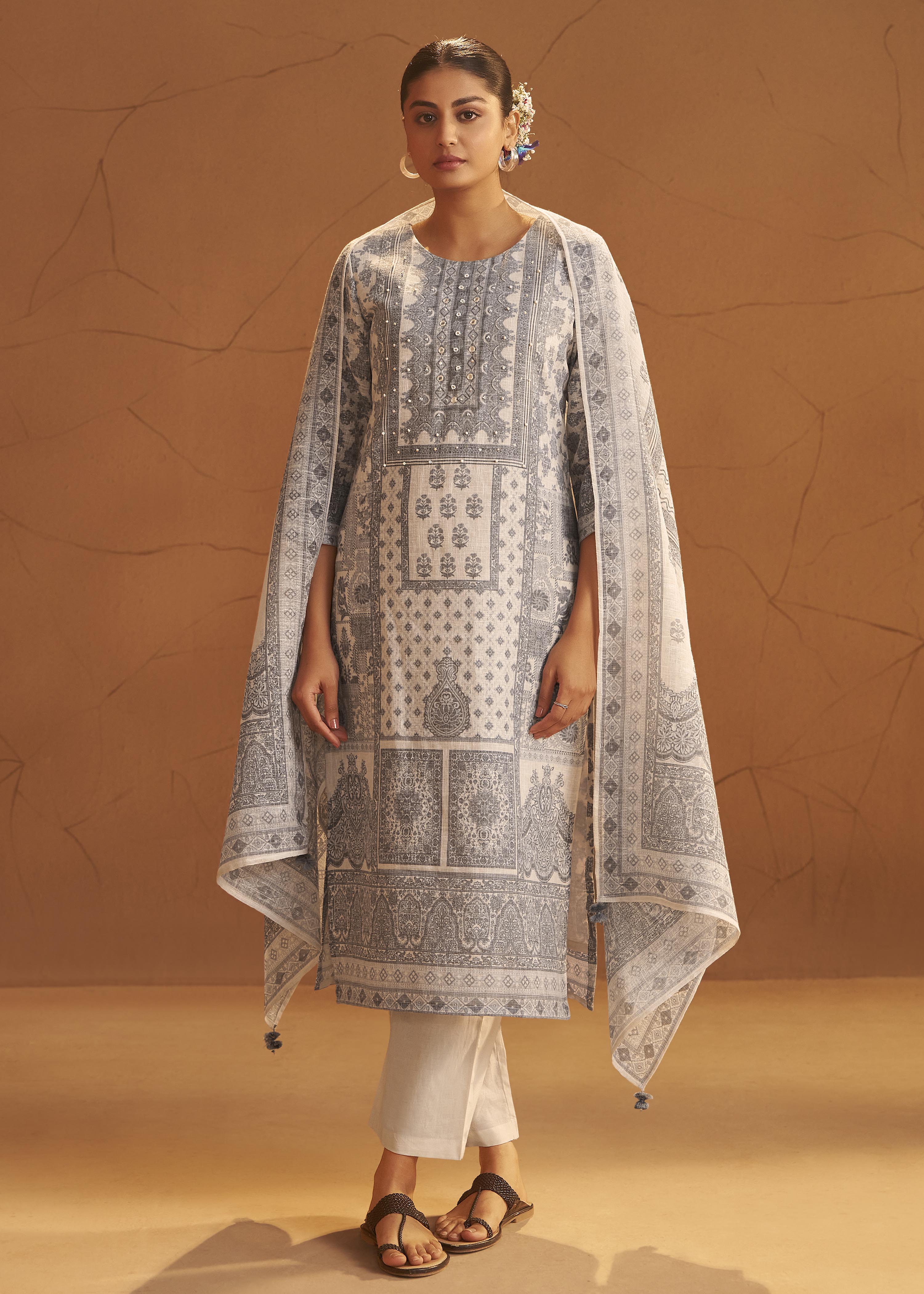 Ivory Ease Linen Cotton Kurta Set
