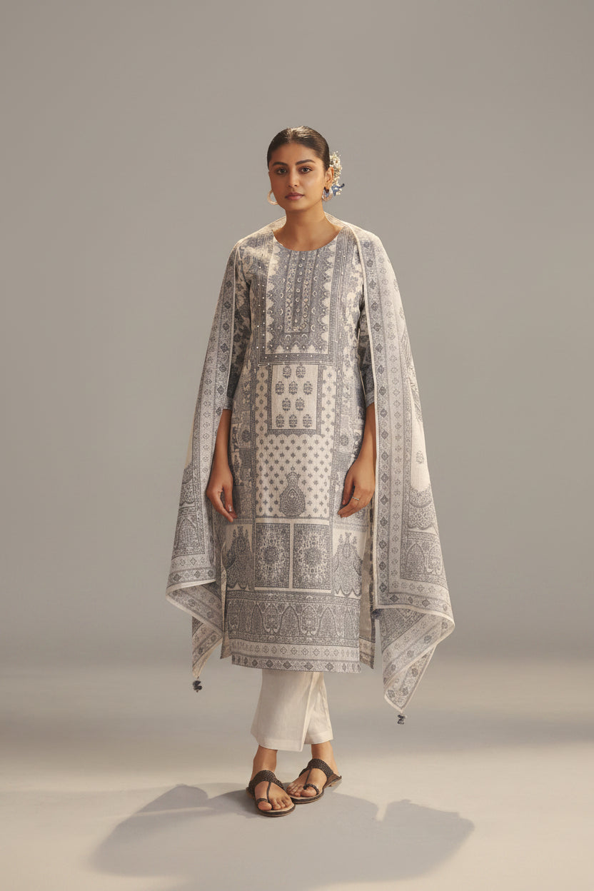 Ivory Ease Linen Cotton Kurta Set