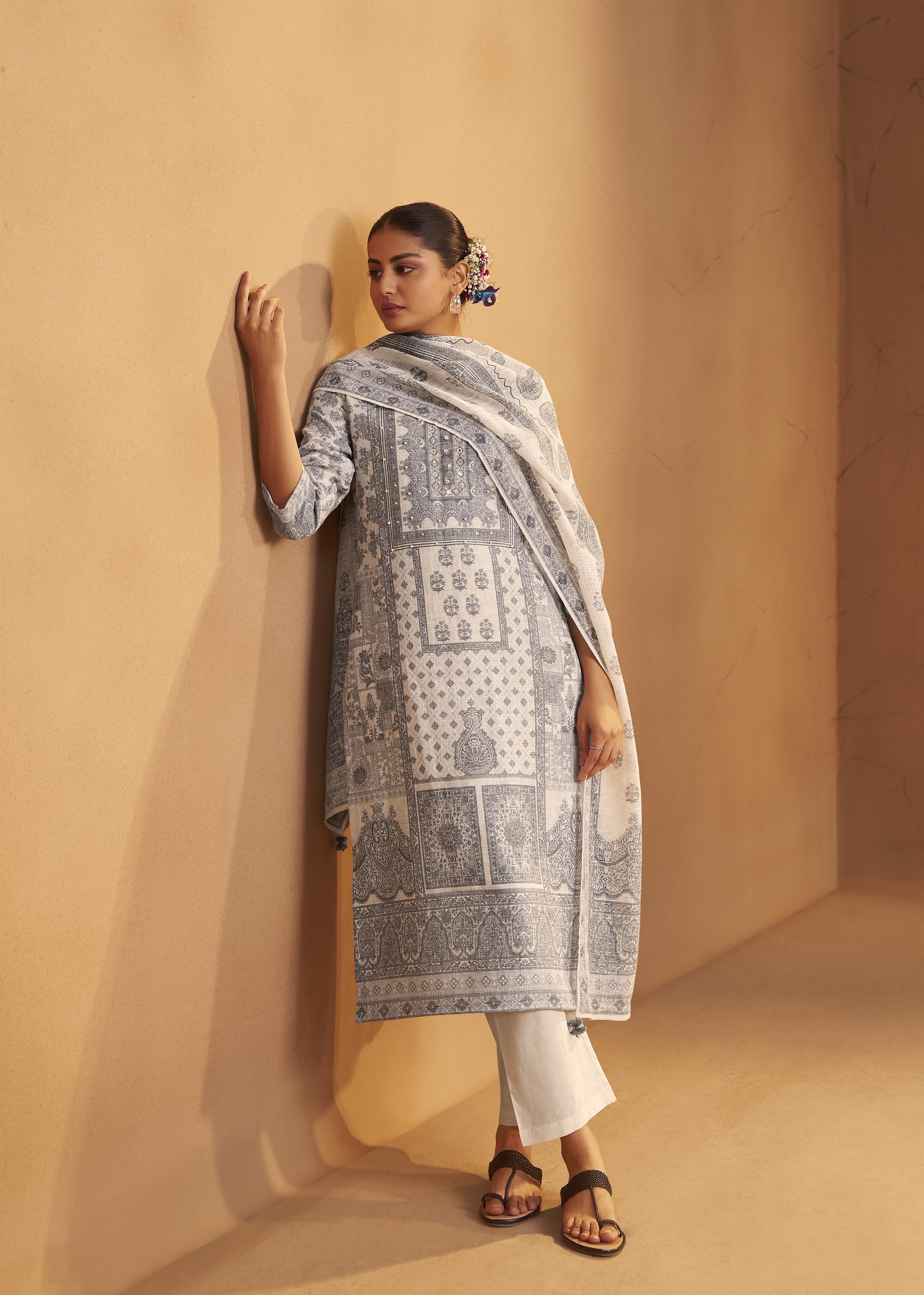 Ivory Ease Linen Cotton Kurta Set