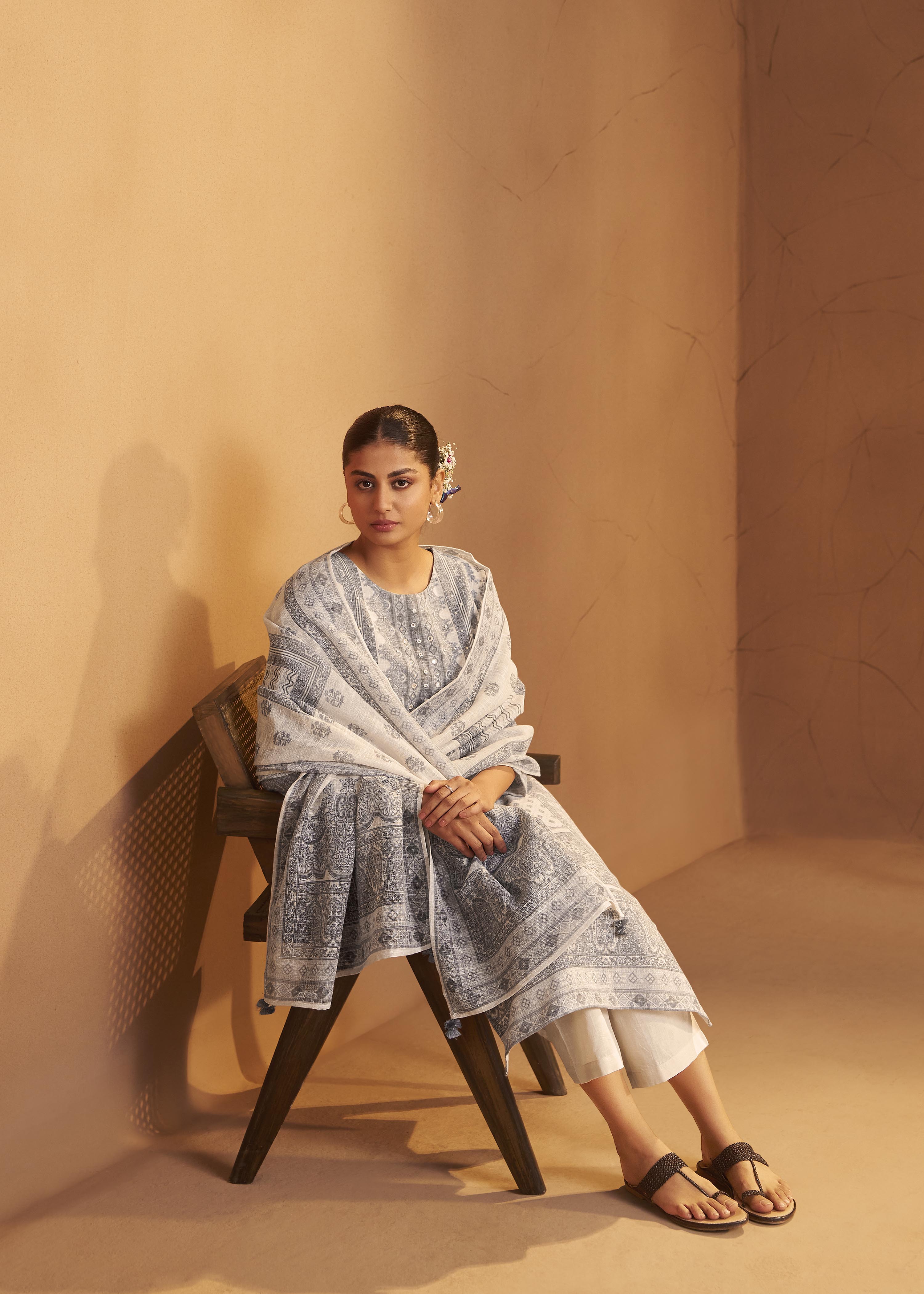 Ivory Ease Linen Cotton Kurta Set