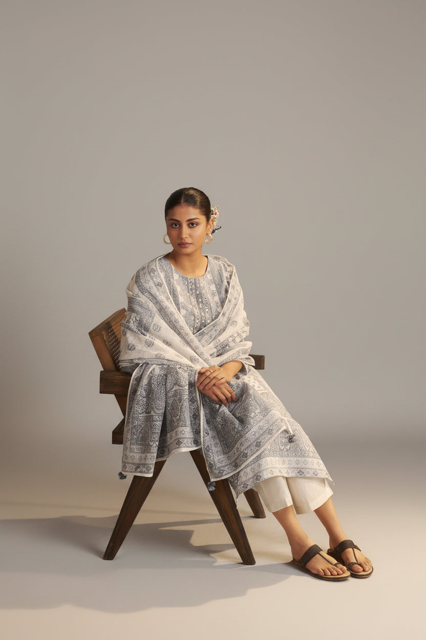 Ivory Ease Linen Cotton Kurta Set