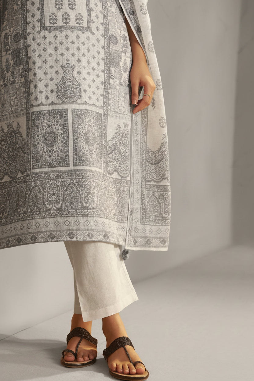 Ivory Ease Linen Cotton Kurta Set