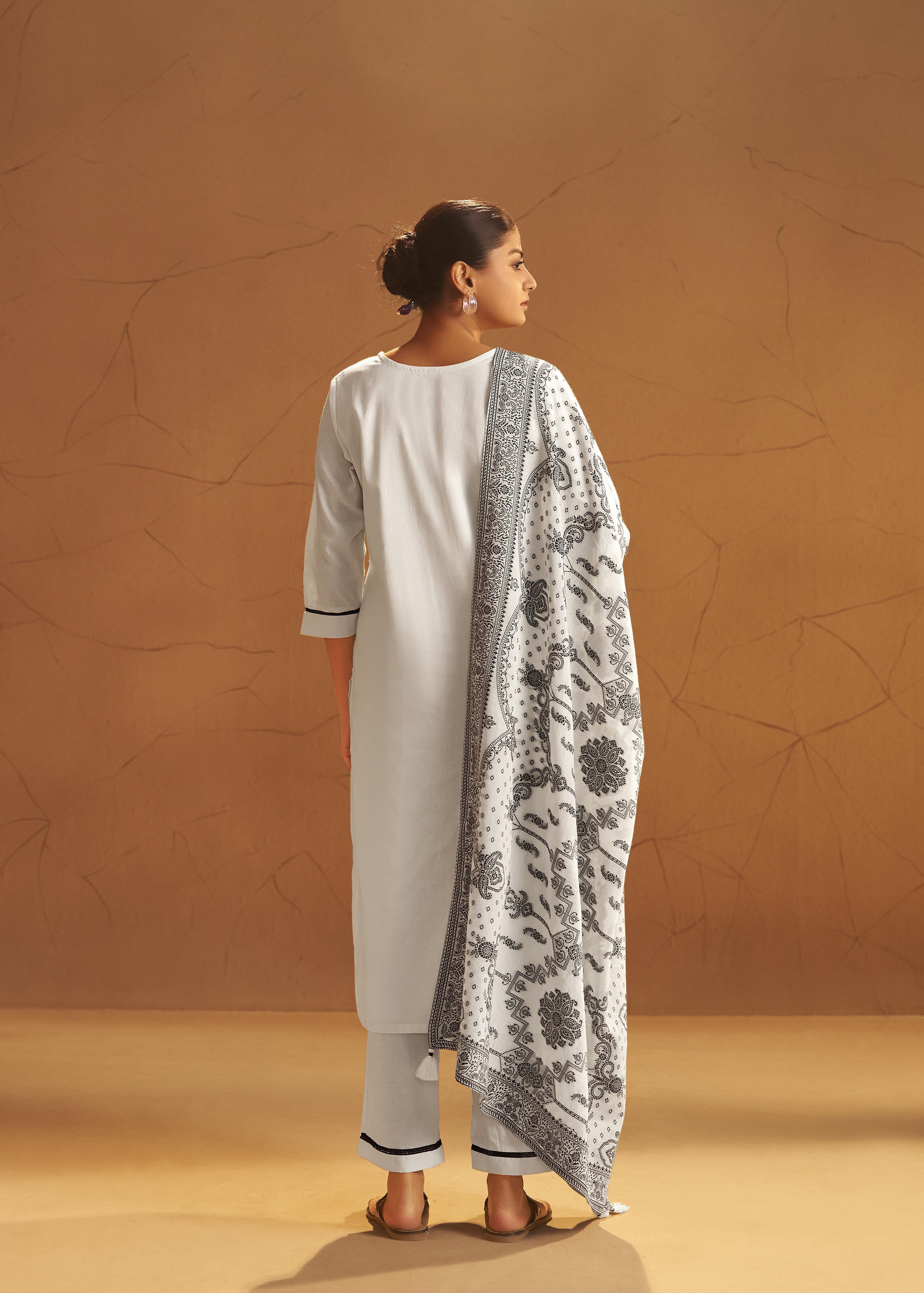 Blanc Cream Pure Cotton Embroidery Kurta Set