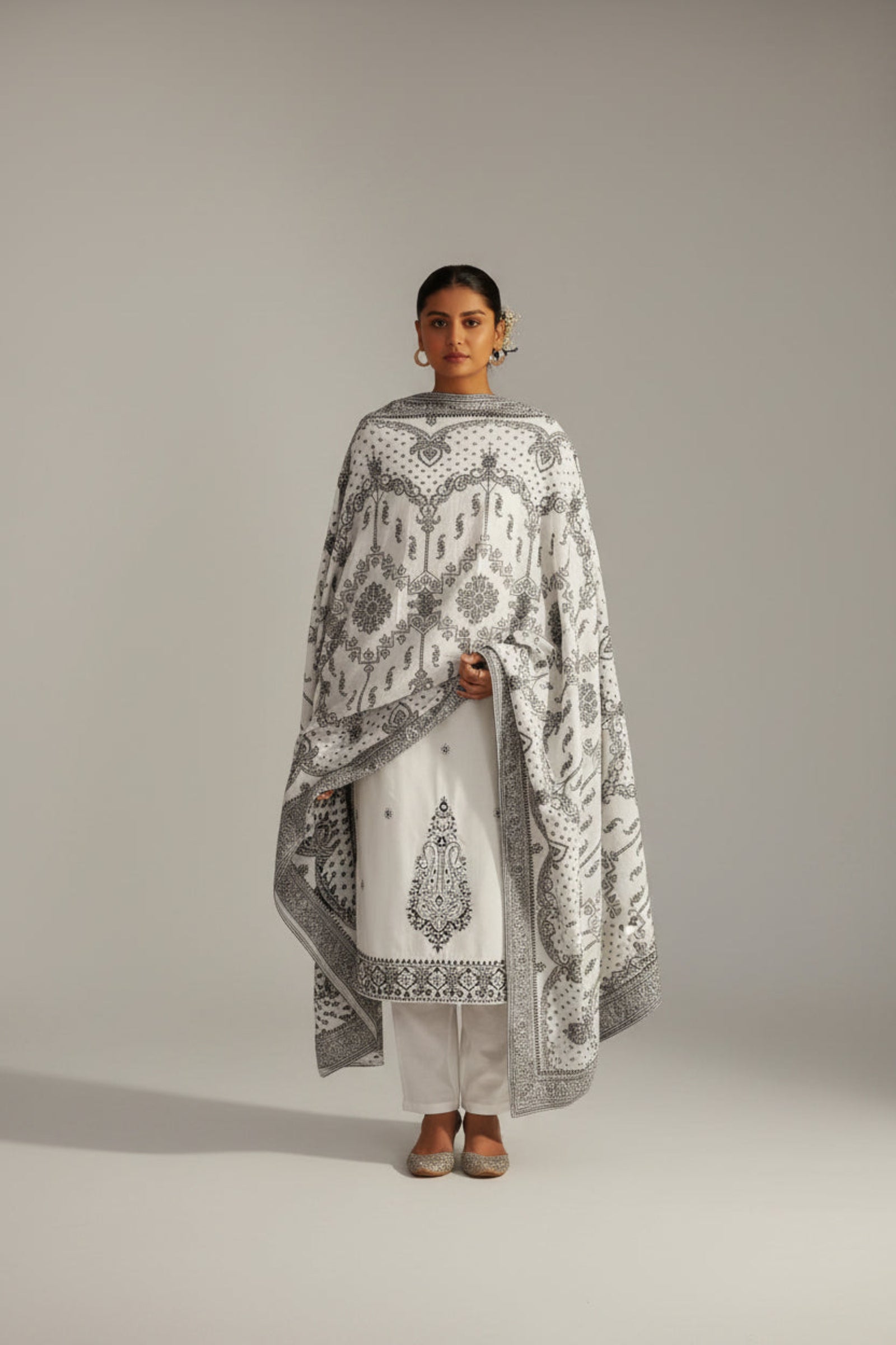 Blanc Cream Pure Cotton Embroidery Kurta Set