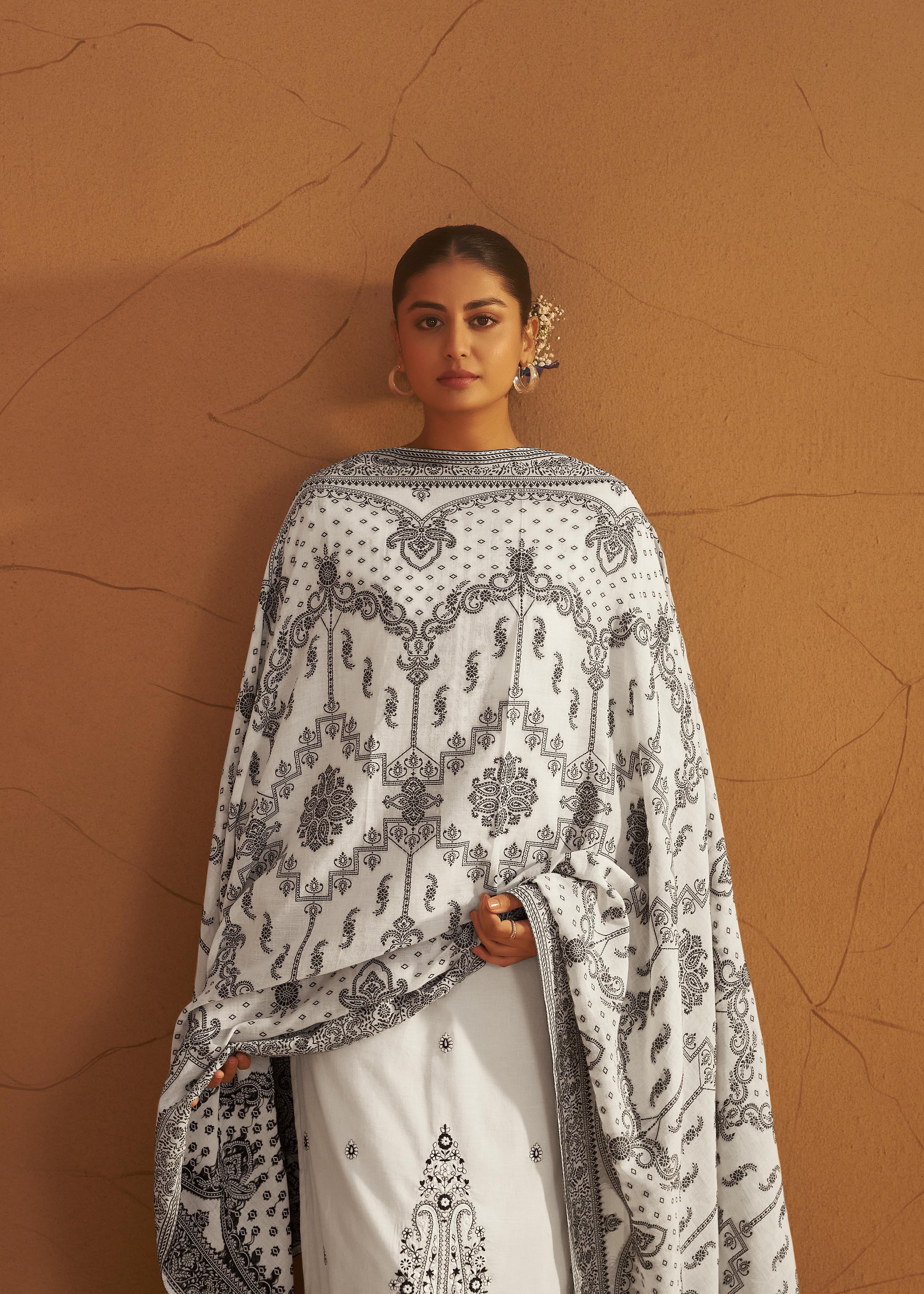 Blanc Cream Pure Cotton Embroidery Kurta Set