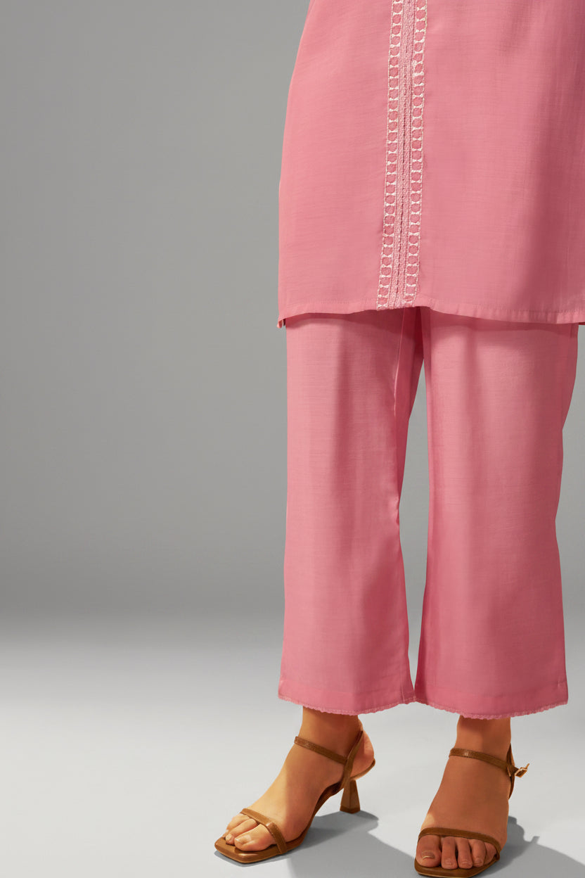 Sachet Pink Mul Chanderi Embroidery Co-ord Set