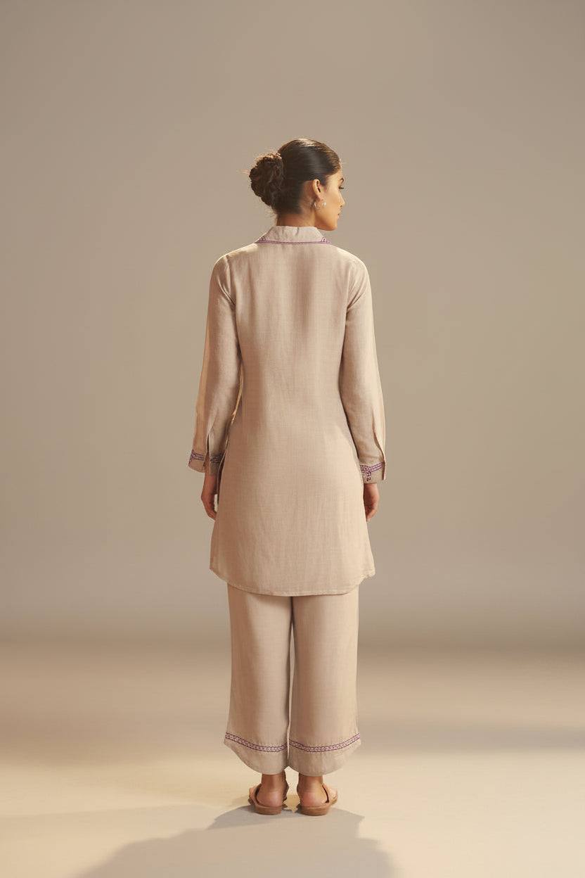 Linen Embroidery Coord Set