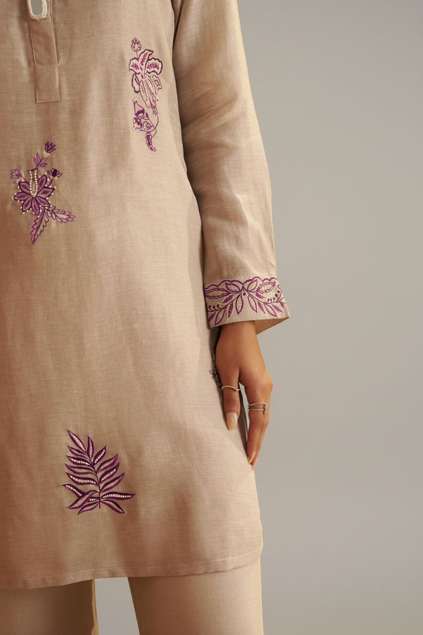 Linen Embroidery Coord Set