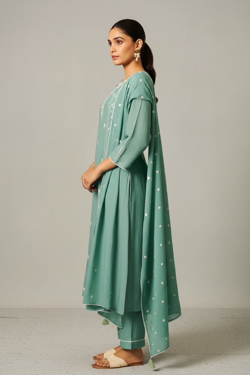 Ocean Mint Embroidered Kurta Set