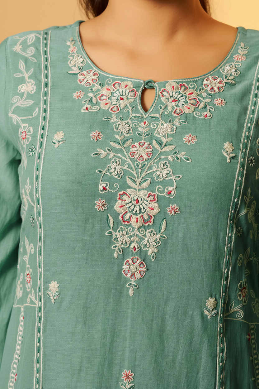 Ocean Mint Embroidered Kurta Set