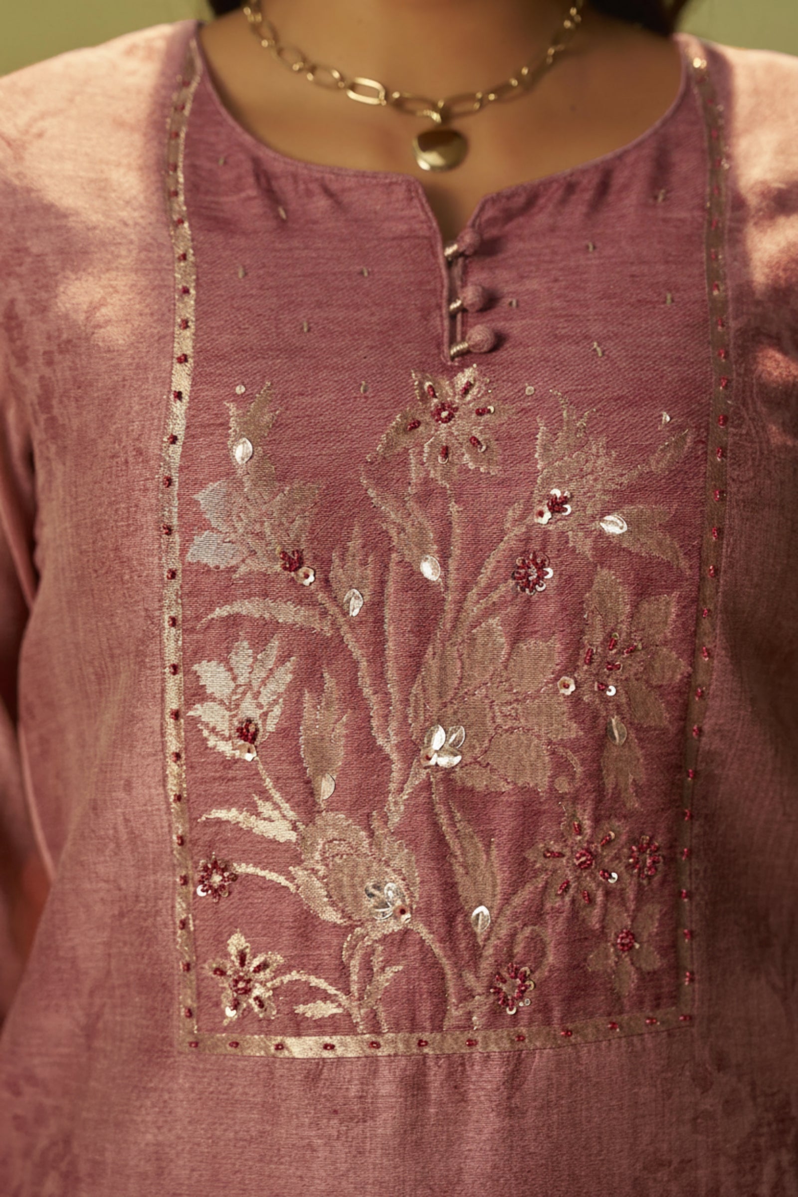Ethereal Blush Pink Chanderi Jacquard Kurta Set