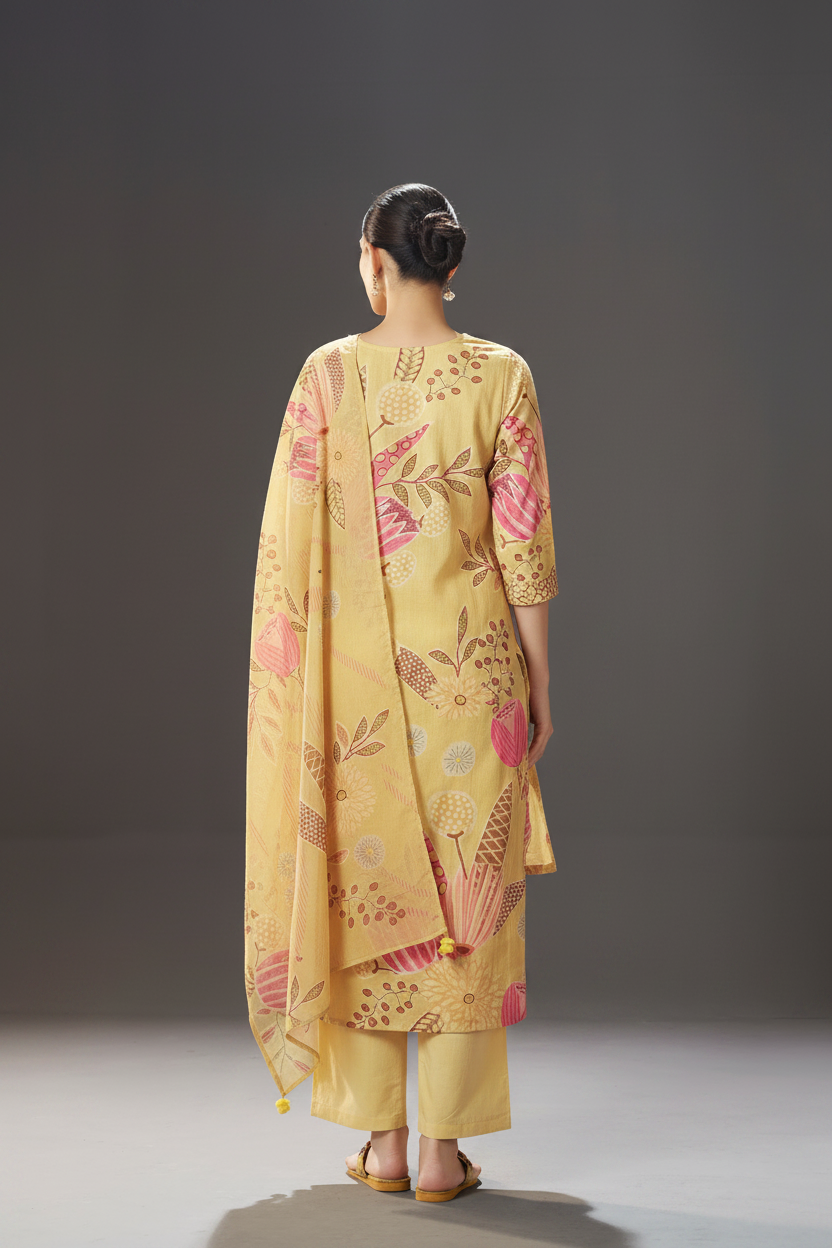 Sunlit Mustard Digital Printed Kurta Set