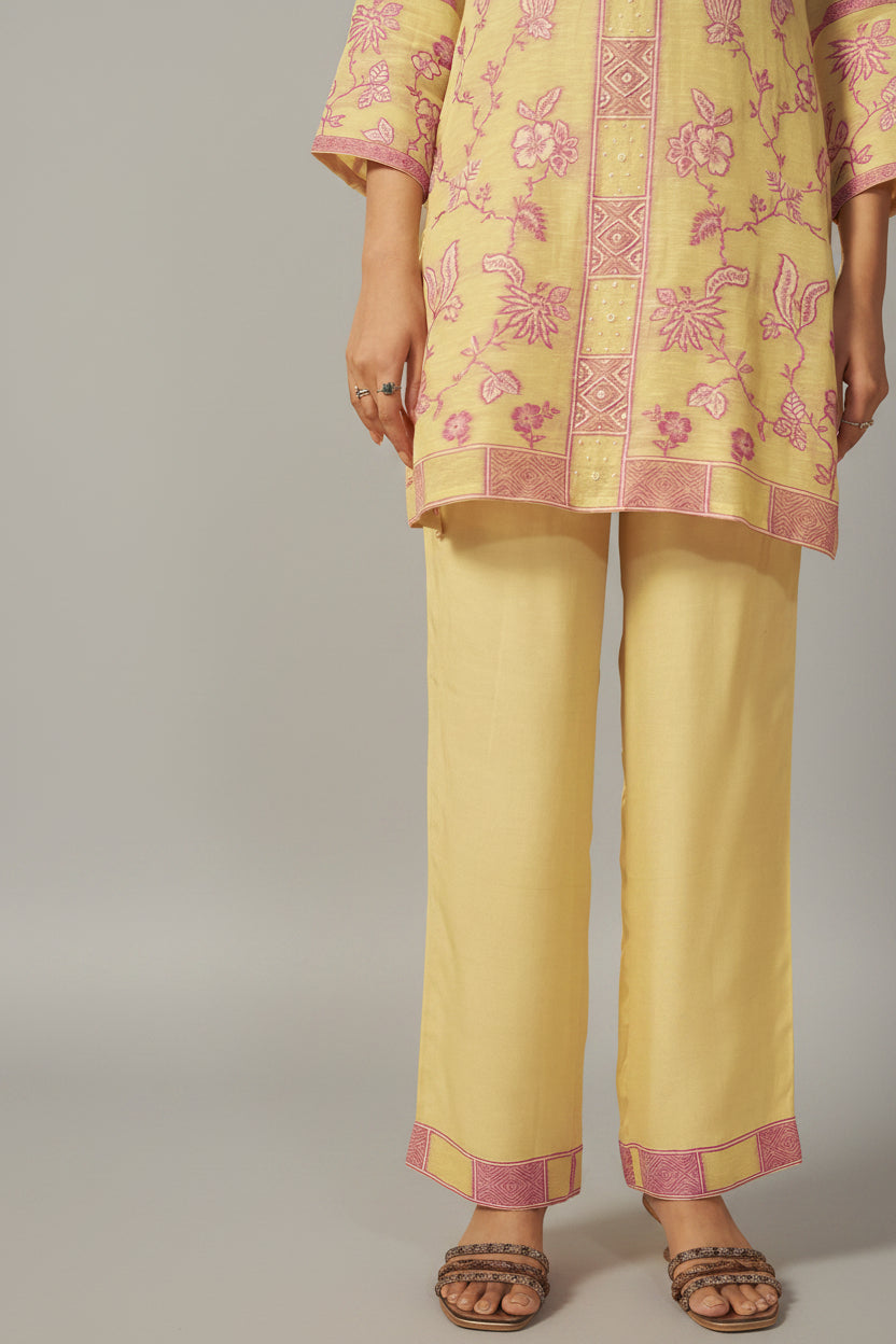 Primrose Yellow Linen Jacquard Co-ord Set