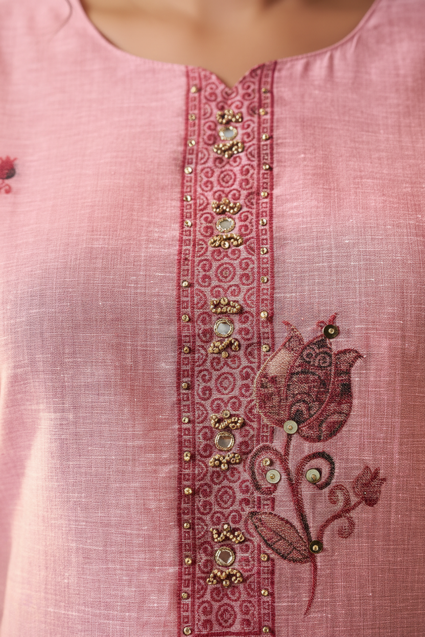 Plum Blush Embroidered Kurta Set