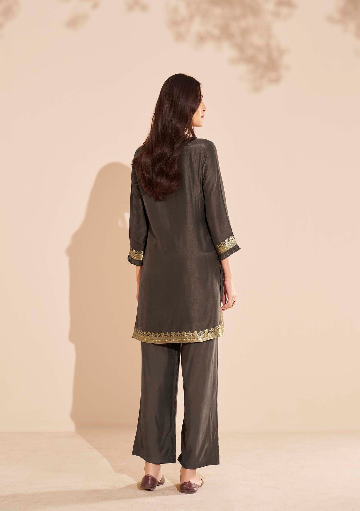 Cocoa Dola Silk Jacquard Co-ord Set