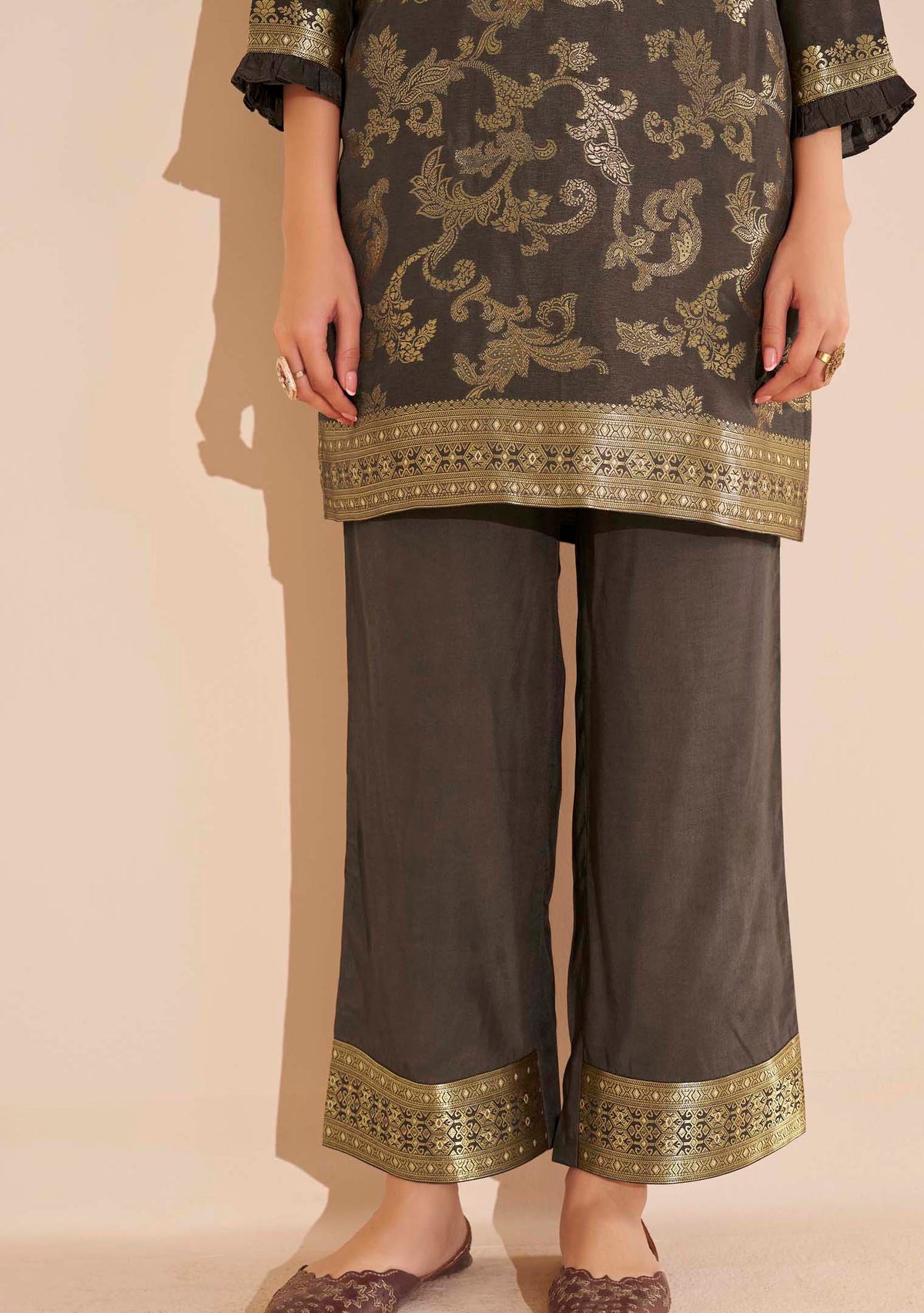 Cocoa Dola Silk Jacquard Co-ord Set