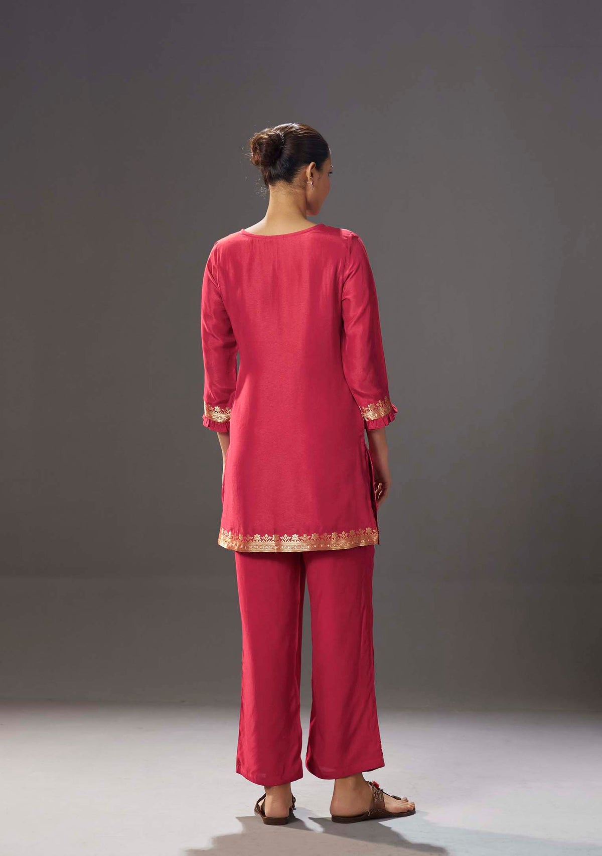 Crimson Dola Silk Jacquard Co-ord Set