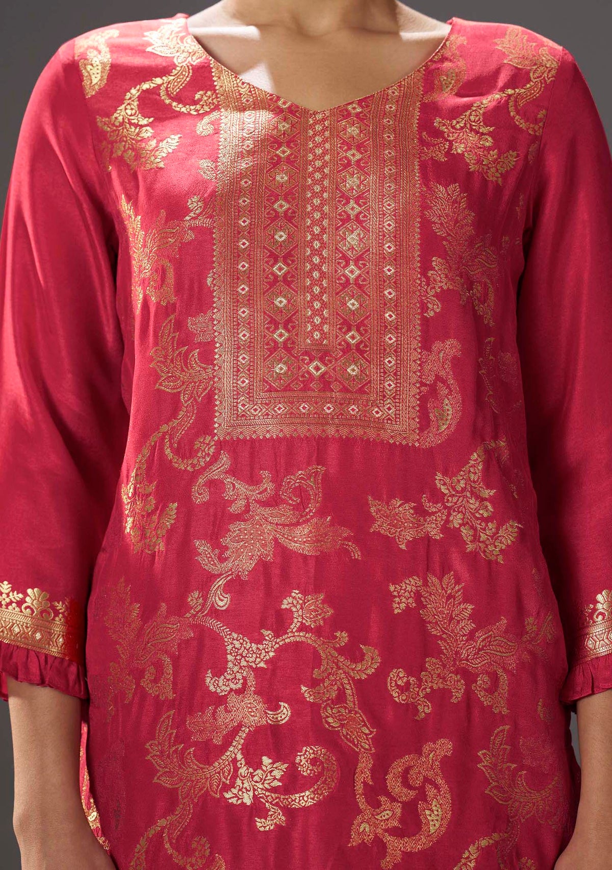 Crimson Dola Silk Jacquard Co-ord Set
