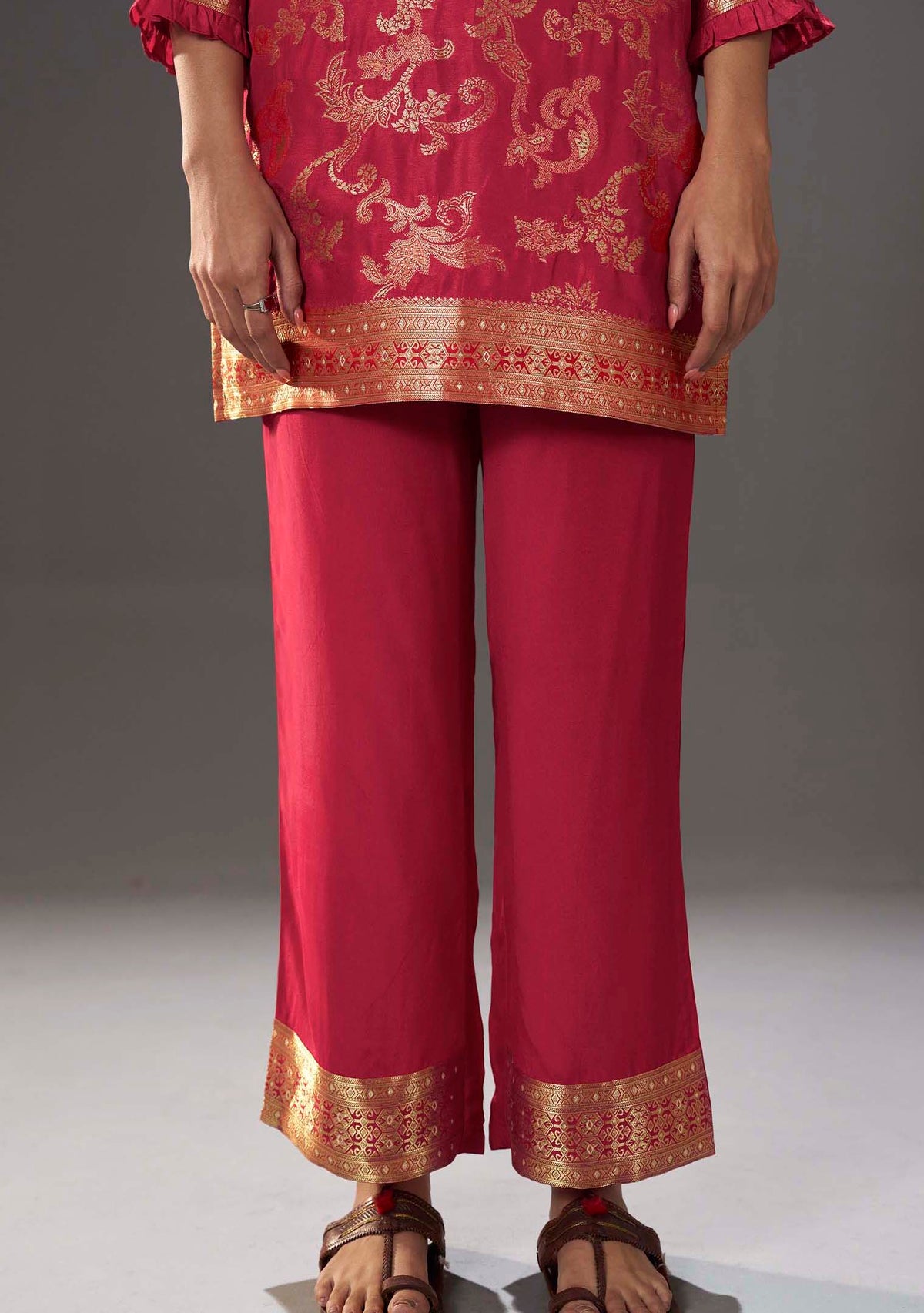 Crimson Dola Silk Jacquard Co-ord Set