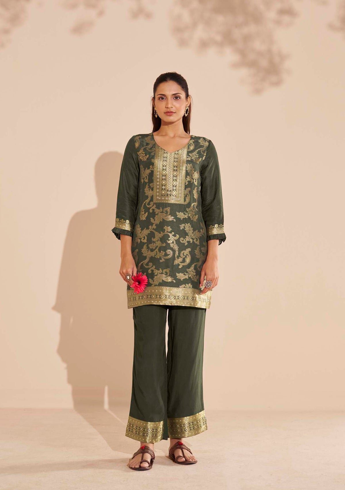 Viridian Dola Silk Jacquard Co-ord Set