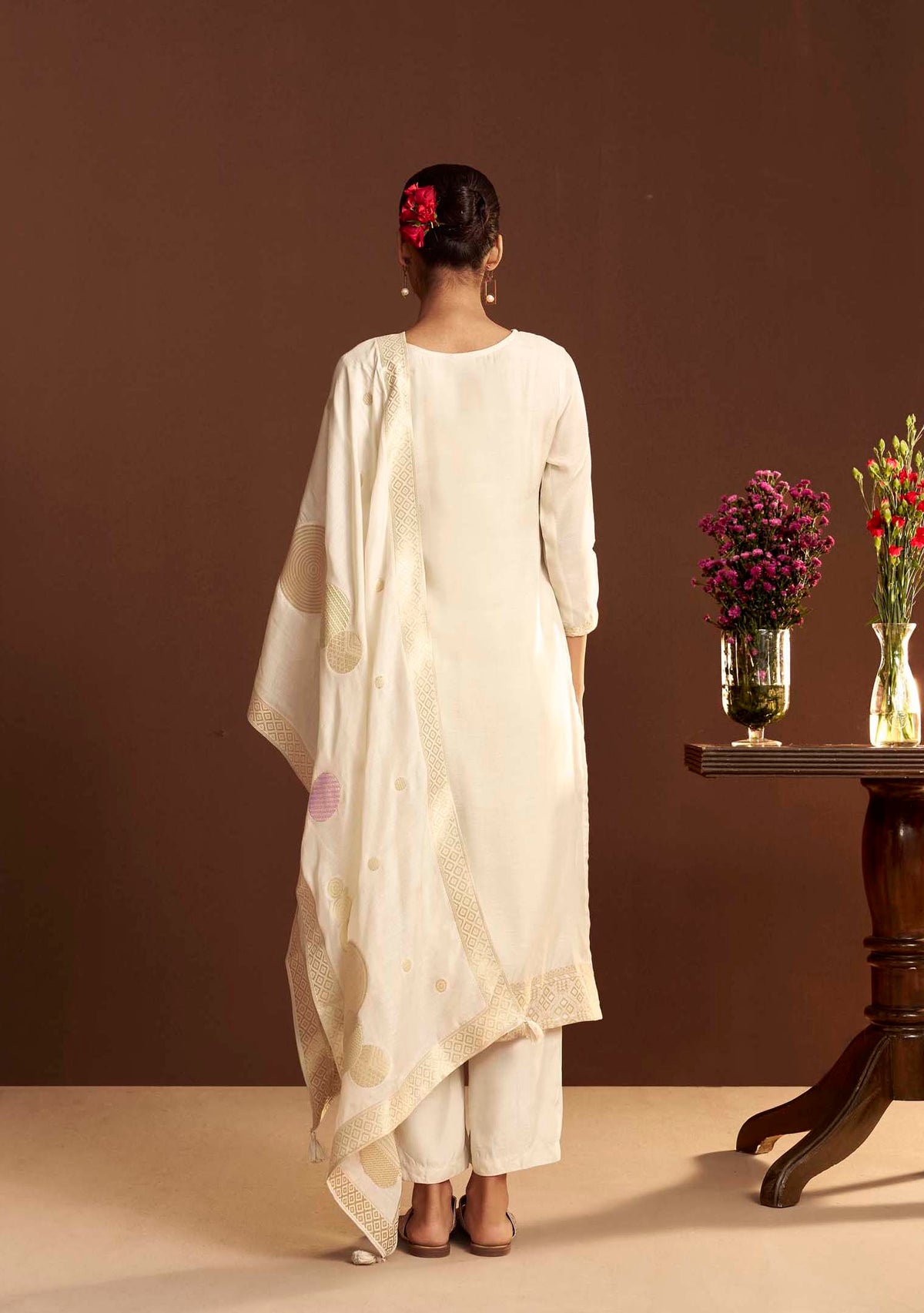 Vanika Green Chanderi Meena-Jacquard Kurta Set