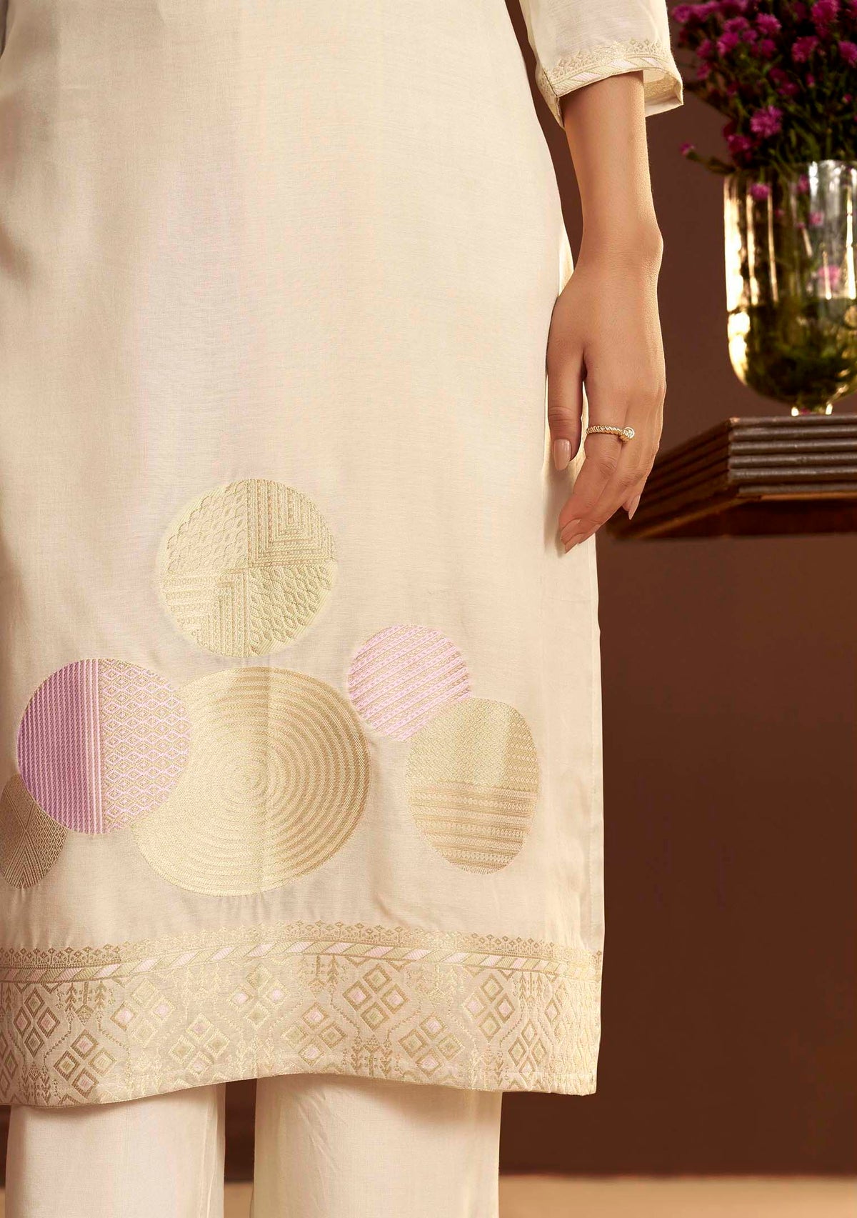 Vanika Green Chanderi Meena-Jacquard Kurta Set
