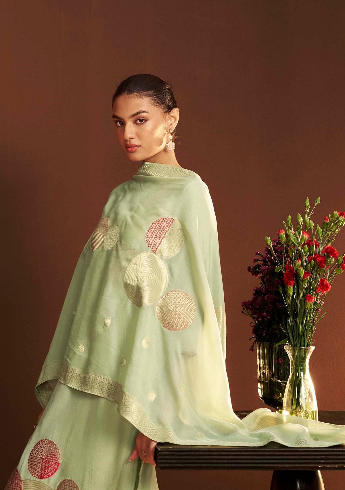 Emerald Meena Mirrorwork Chanderi Kurta Set