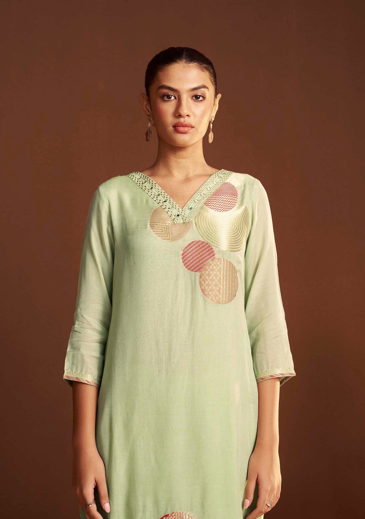 Emerald Meena Mirrorwork Chanderi Kurta Set