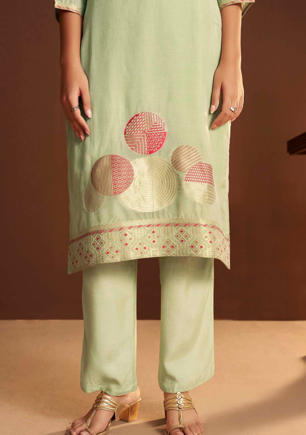 Emerald Meena Mirrorwork Chanderi Kurta Set