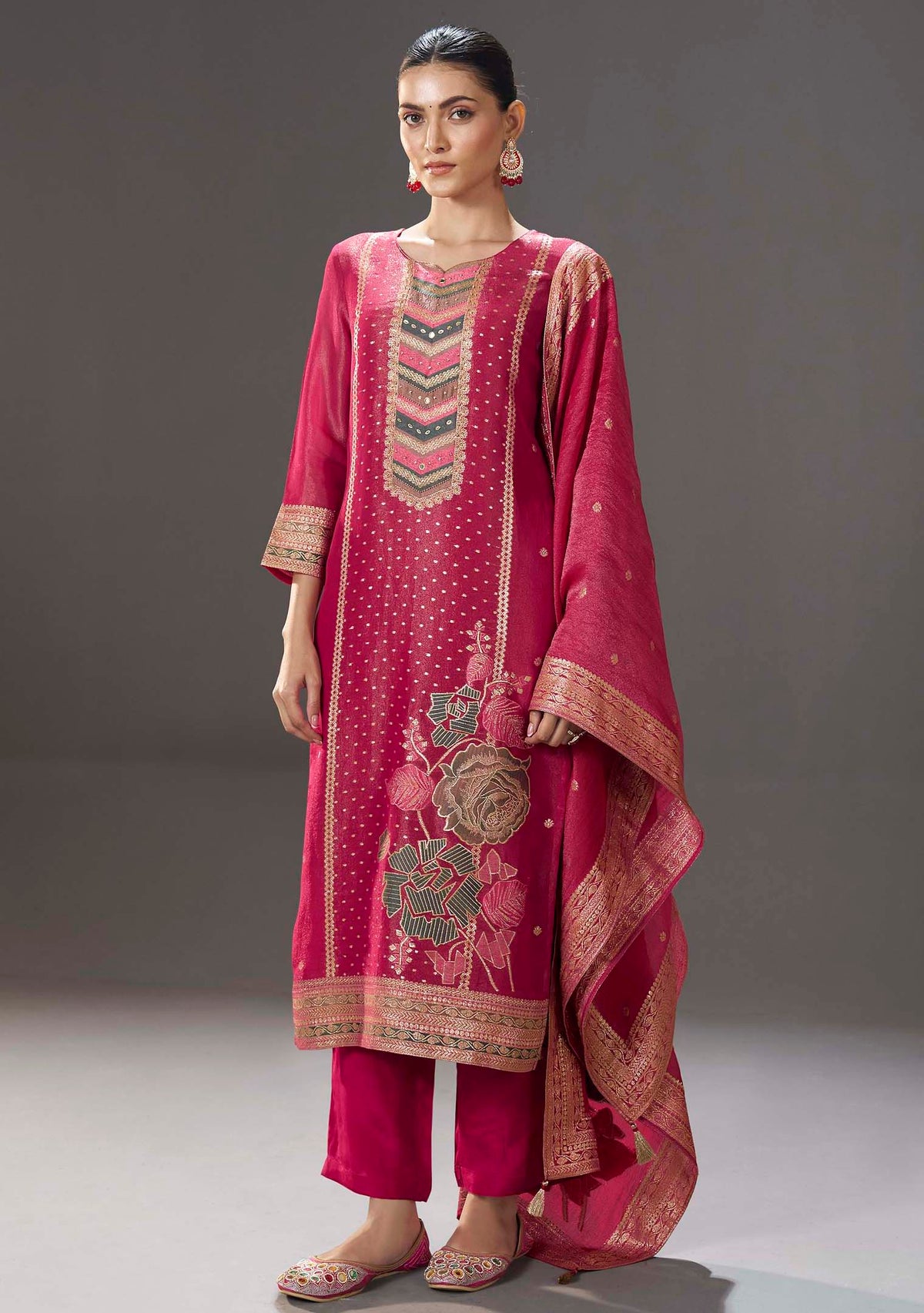Rani Apsara Tissue-Organza Meena-Jacquard Kurta Set