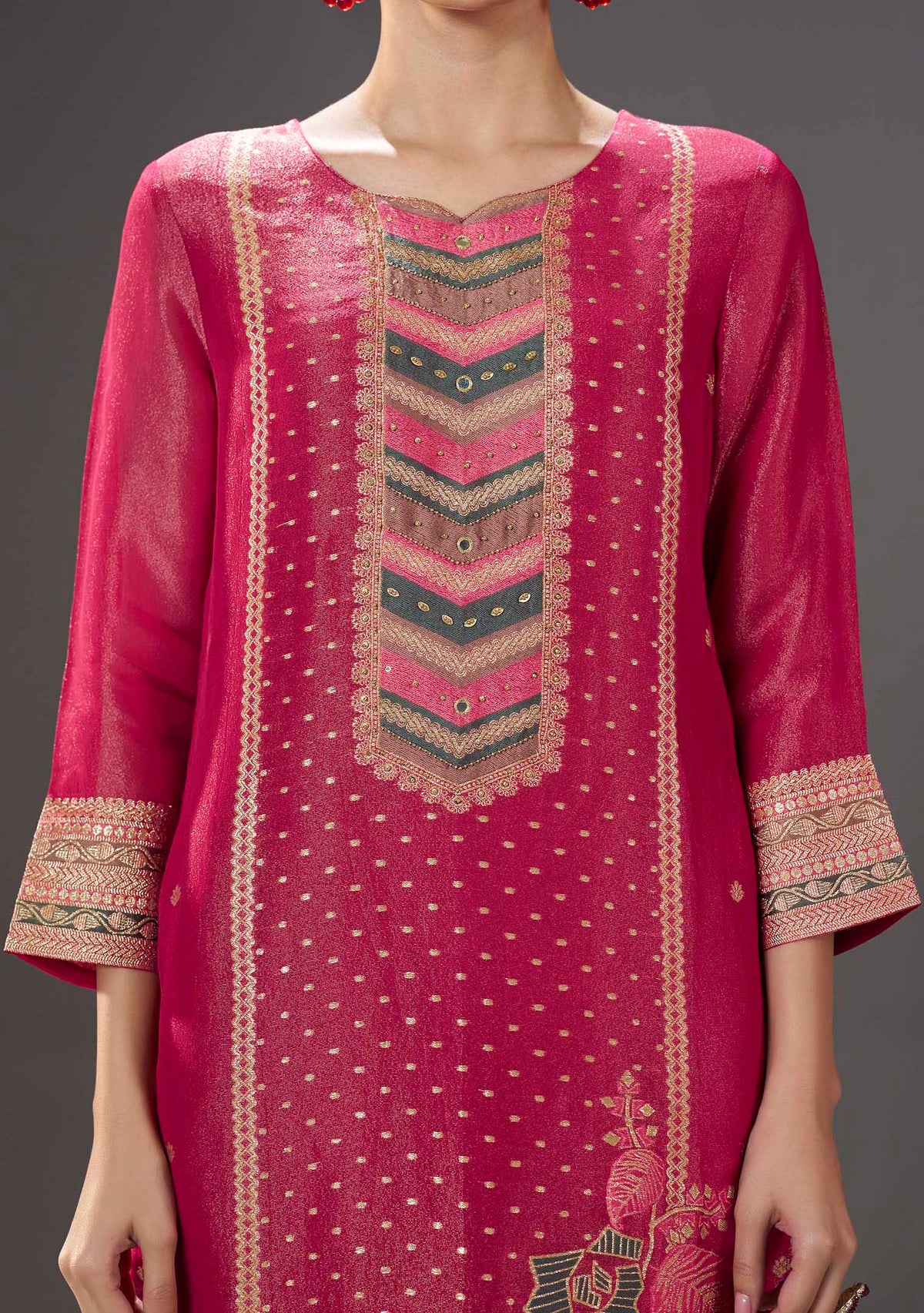 Rani Apsara Tissue-Organza Meena-Jacquard Kurta Set