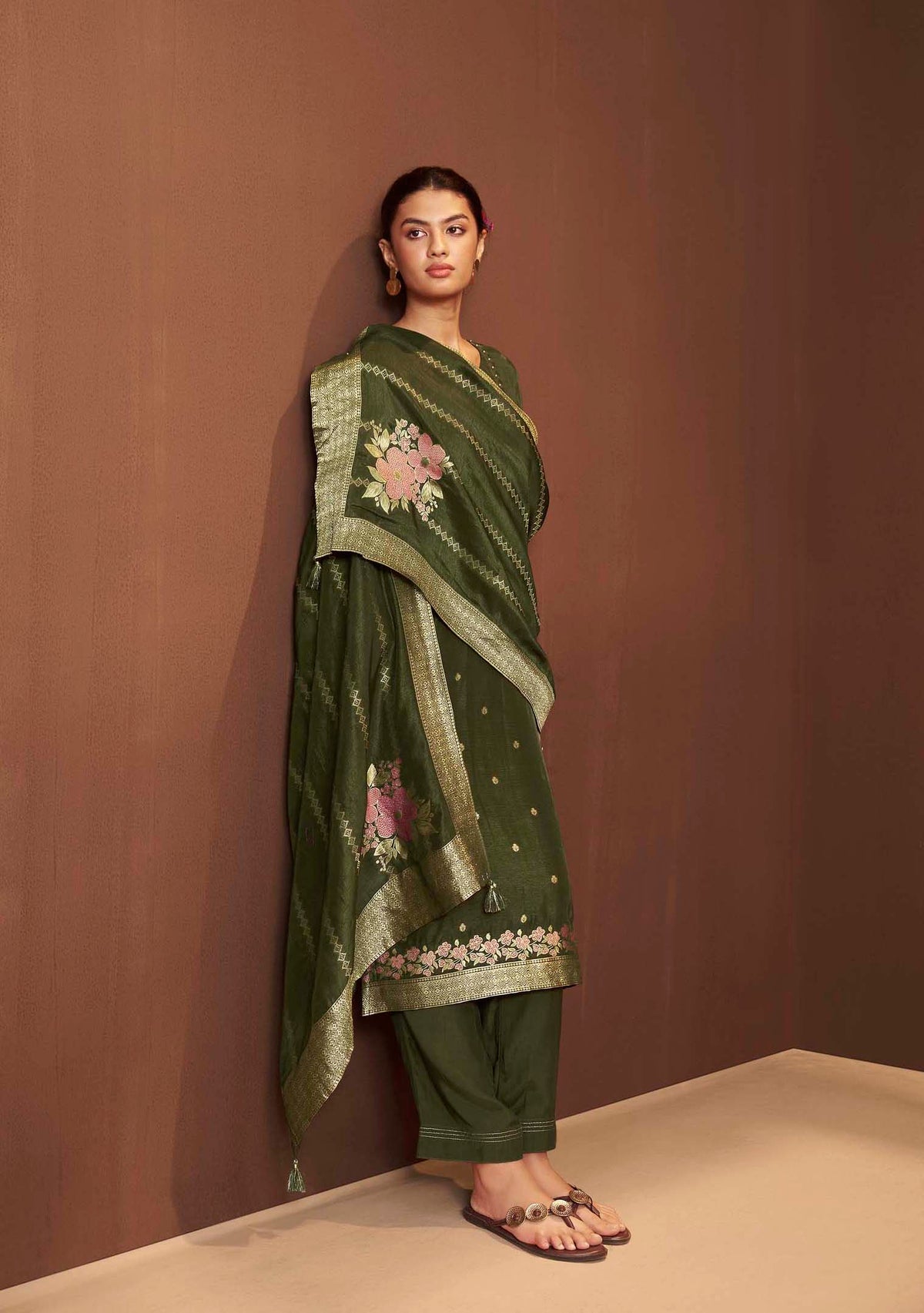 Saanjh Mehndi French-Knot Jacquard Kurta Set