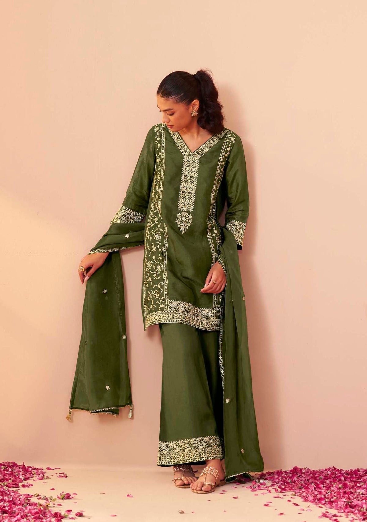 Emerald Dola Silk Embroidered Kurta Set