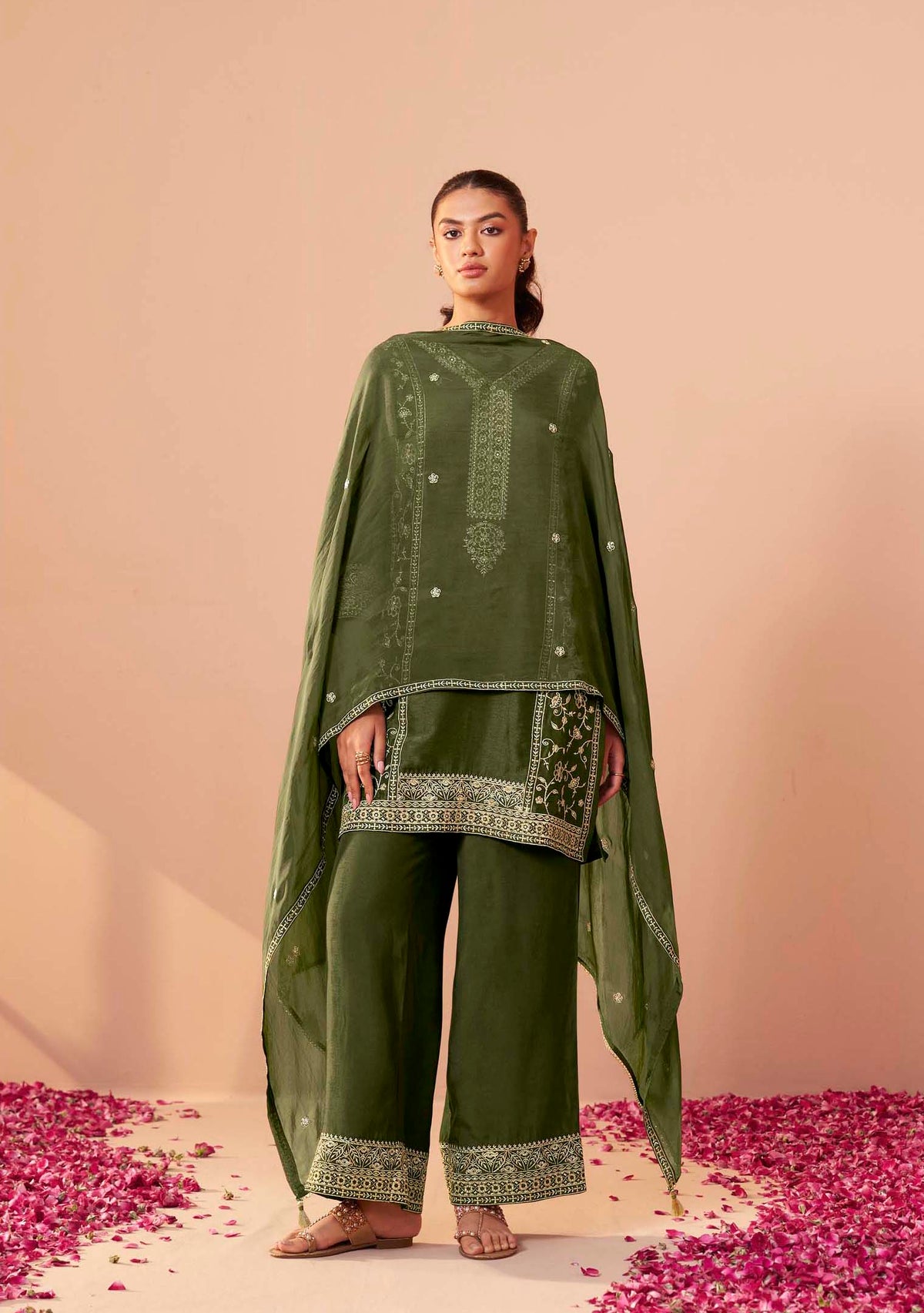 Emerald Dola Silk Embroidered Kurta Set