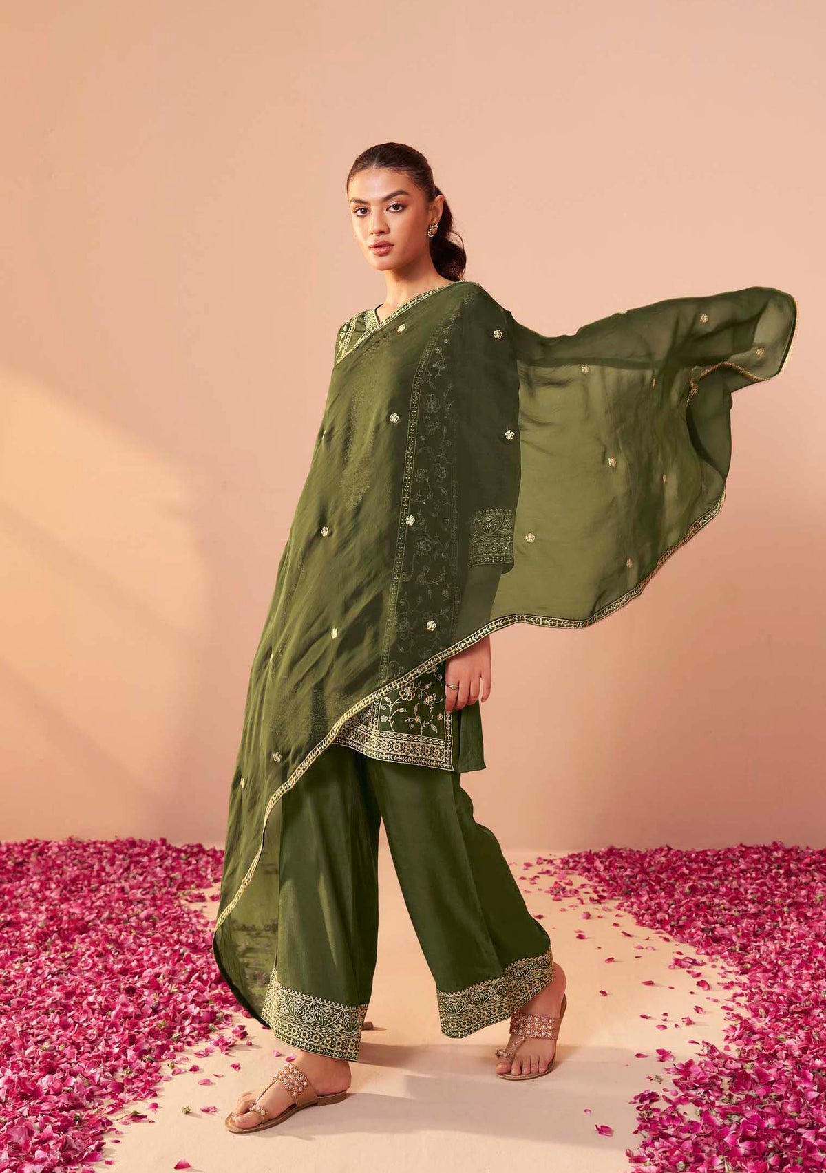 Emerald Dola Silk Embroidered Kurta Set