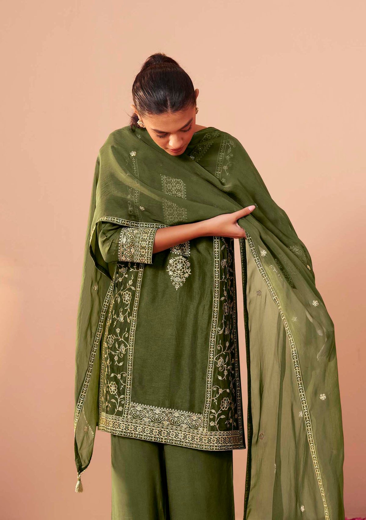 Emerald Dola Silk Embroidered Kurta Set