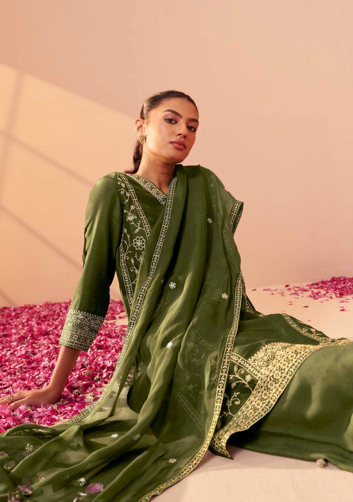 Emerald Dola Silk Embroidered Kurta Set