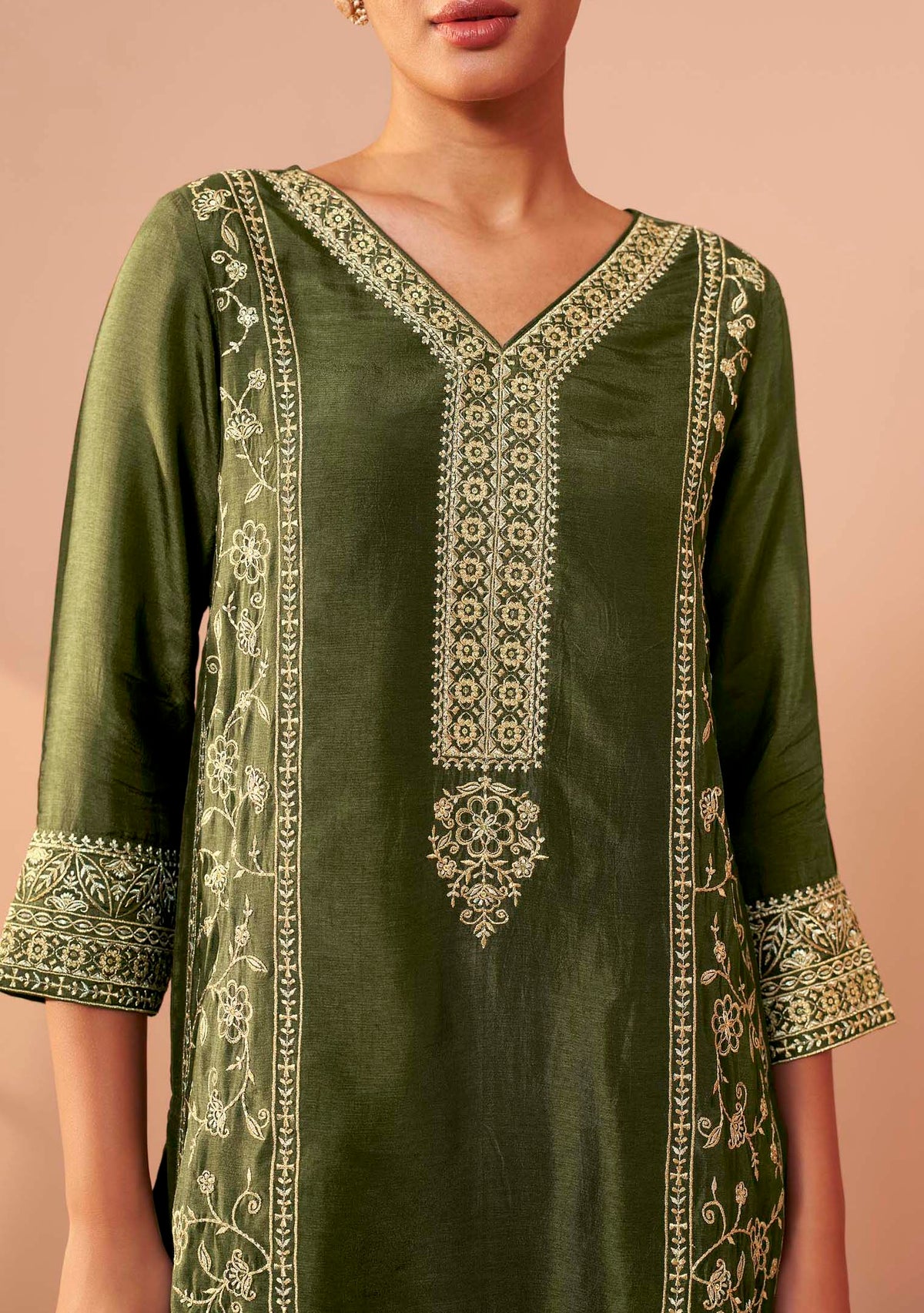 Emerald Dola Silk Embroidered Kurta Set