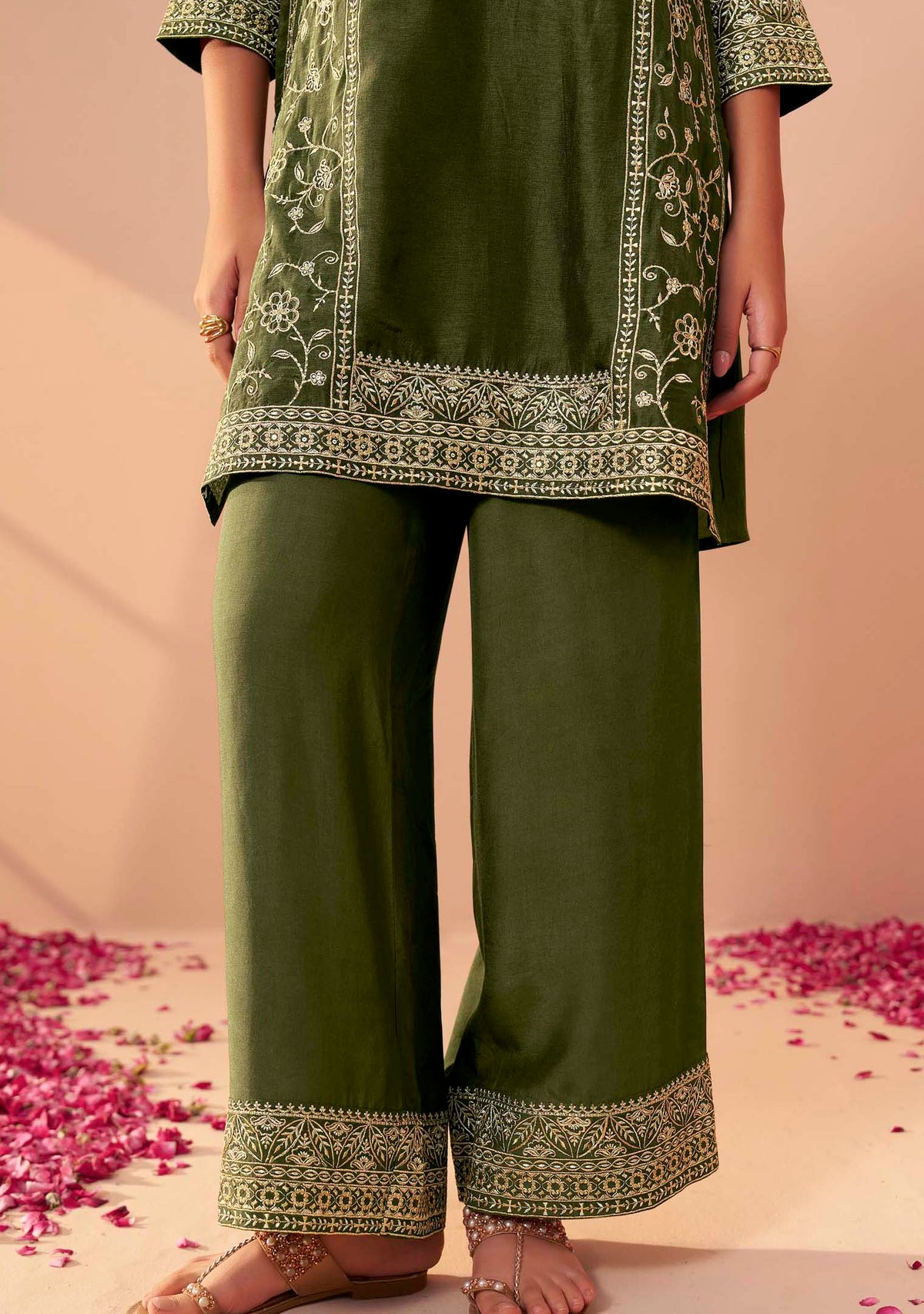 Emerald Dola Silk Embroidered Kurta Set