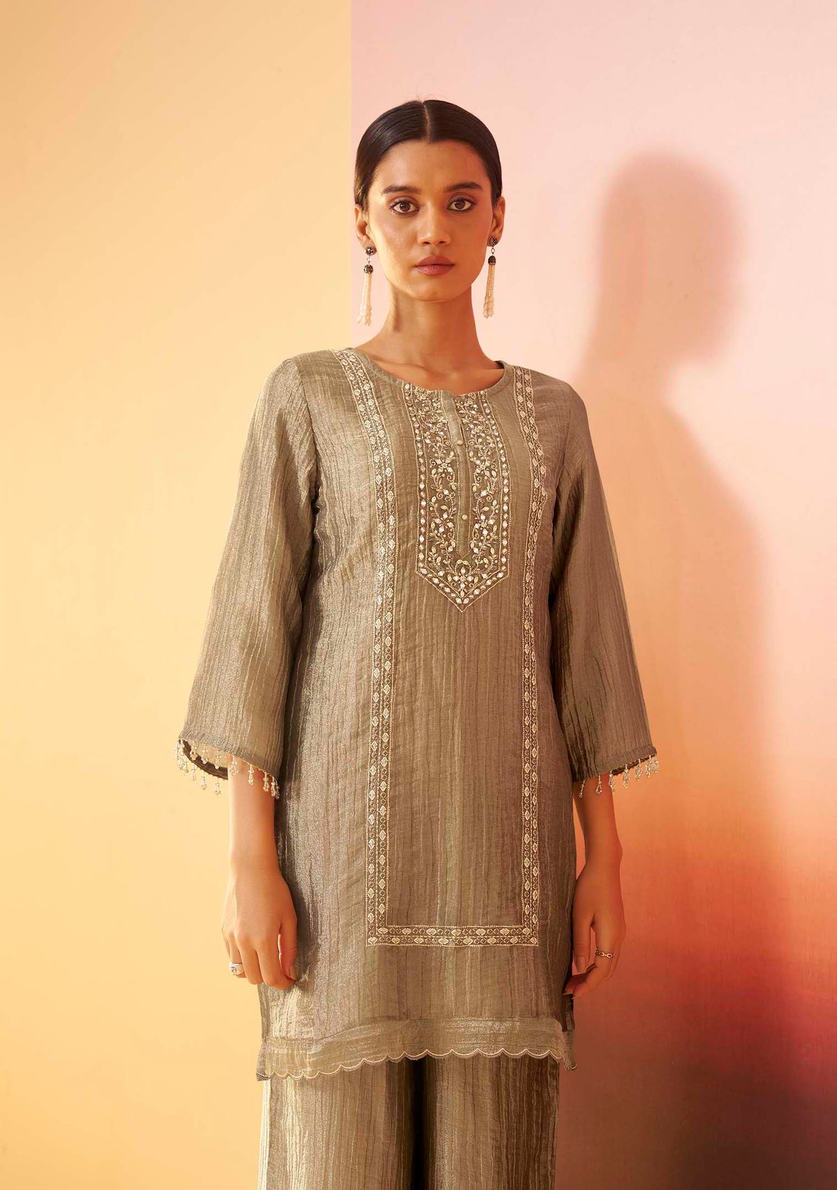 Emerald Shimmer Handwork Co-ord Set