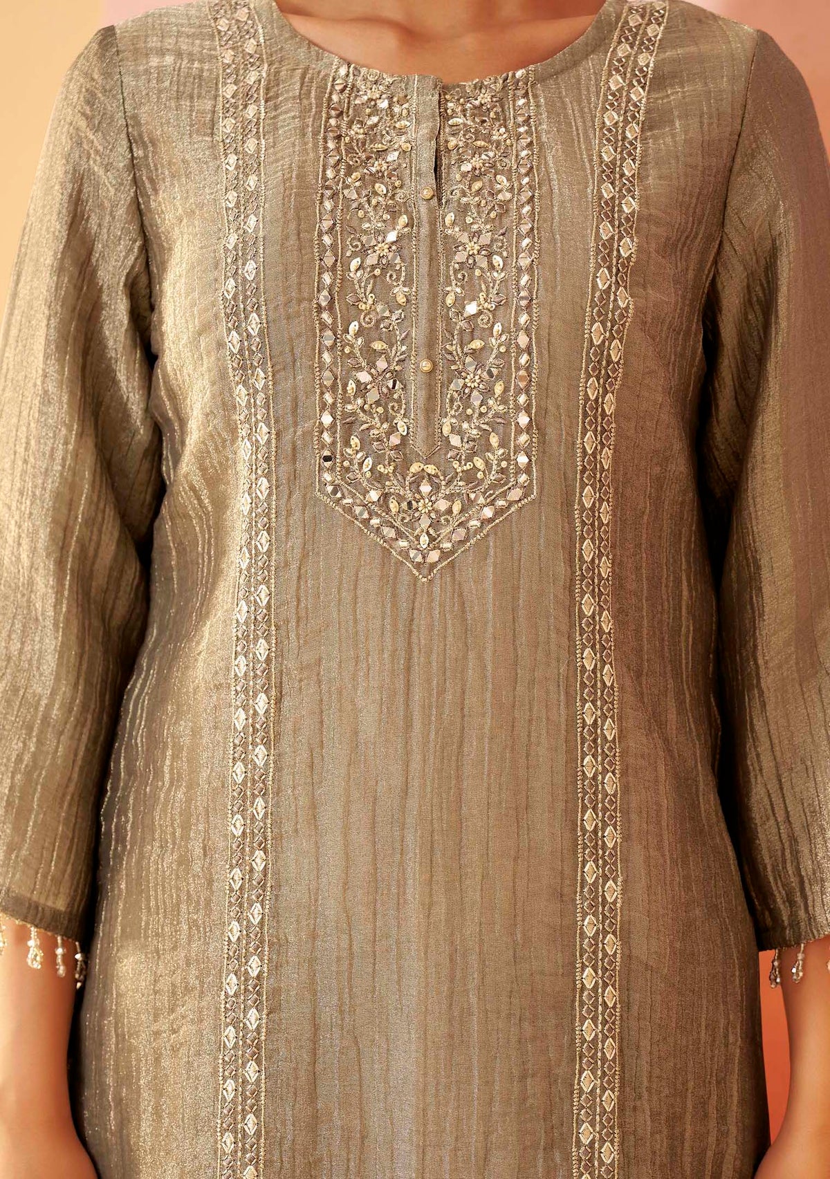 Emerald Shimmer Handwork Co-ord Set