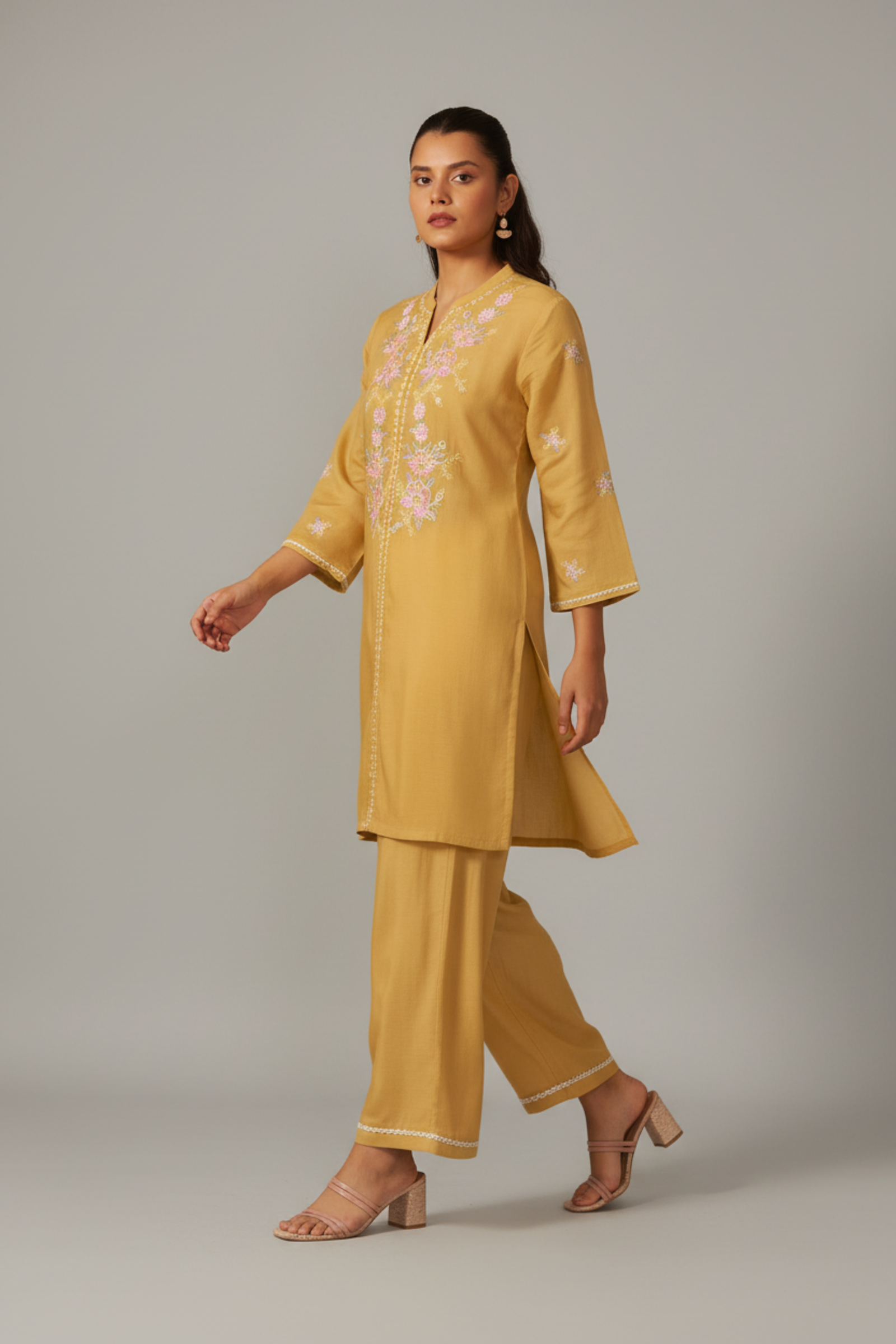Honey Gold Mul Chanderi Co-ord Set